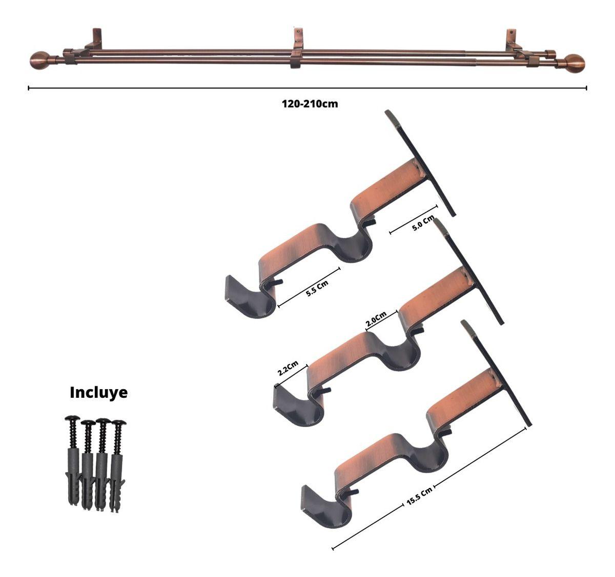 Set Extensible De 120-210 Cm Color Cobre Y Terminal Bola-1