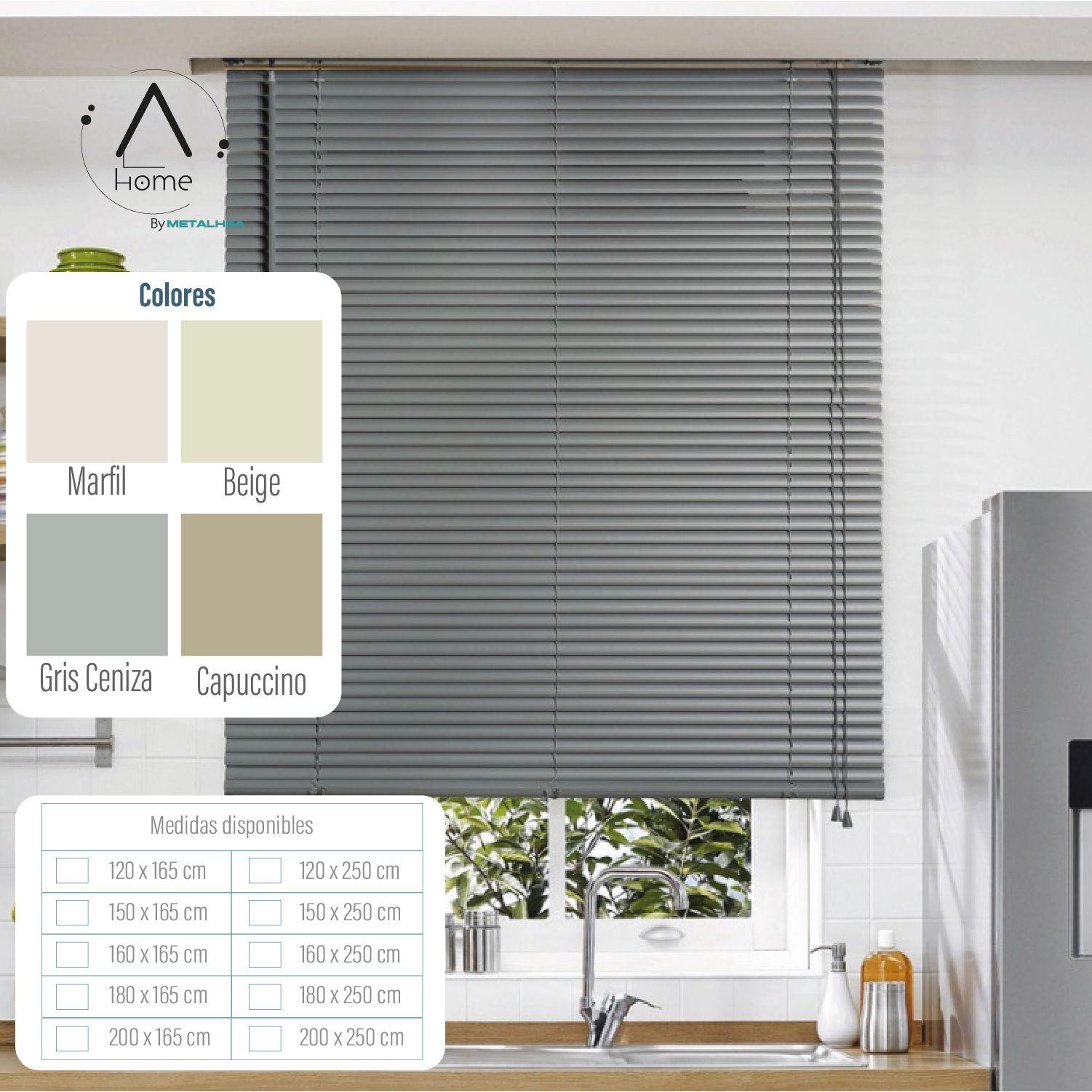 Persiana Veneciana Pvc 25MM 200X165 Cm Manual Gris Ceniza-8