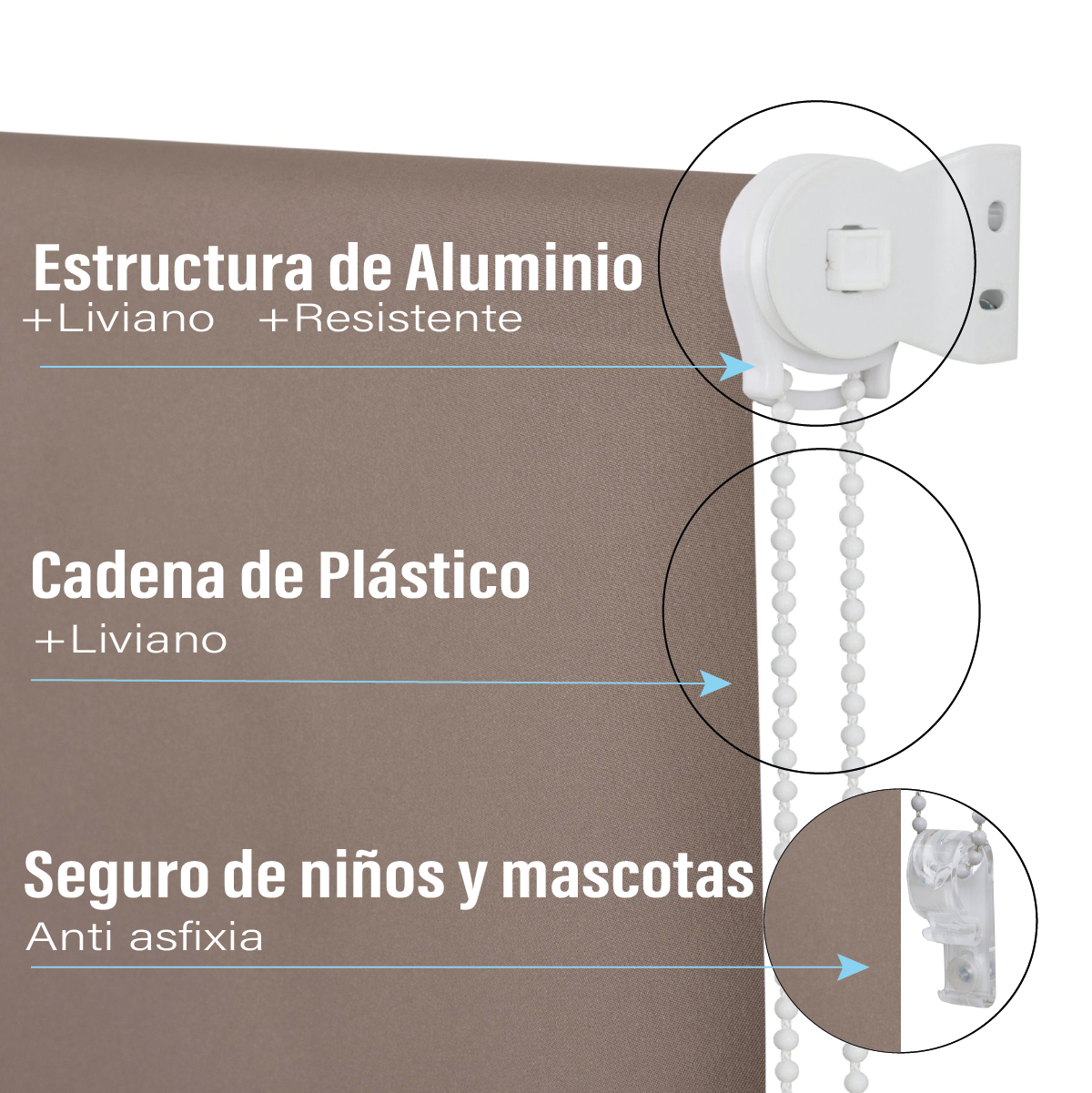 Cortina Roller Blackout Tostado 90 X 165 Cm Sunfree-3