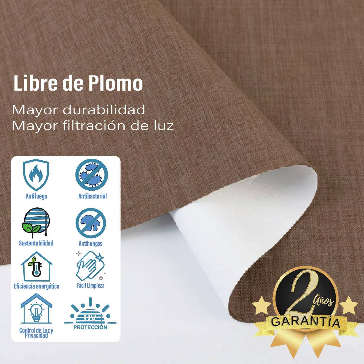 Cortina Roller Blackout Tostado 90 X 165 Cm Sunfree-4