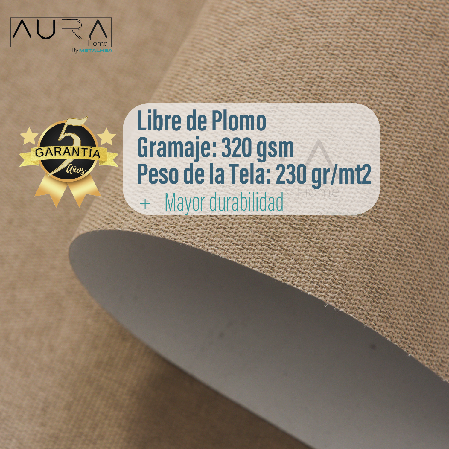 Cortina Roller 100% Blackout Capuccino 160X165 Cm Aura-4