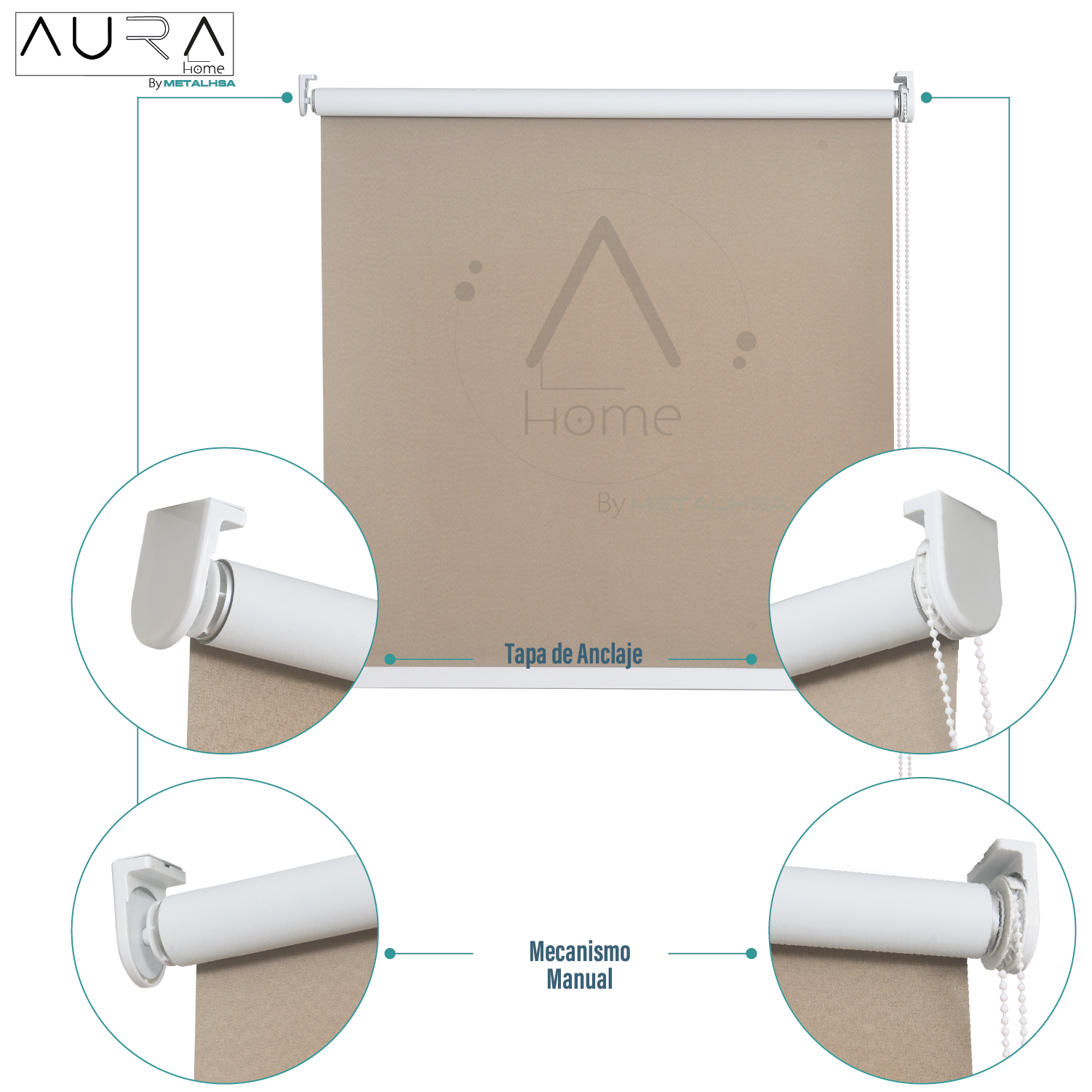 Cortina Roller 100% Blackout Capuccino 160X165 Cm Aura-6