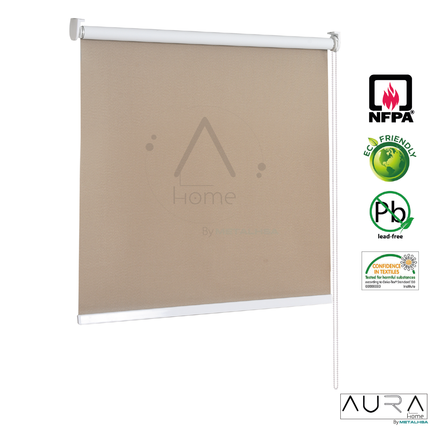 Cortina Roller 100% Blackout Capuccino 160X165 Cm Aura-7