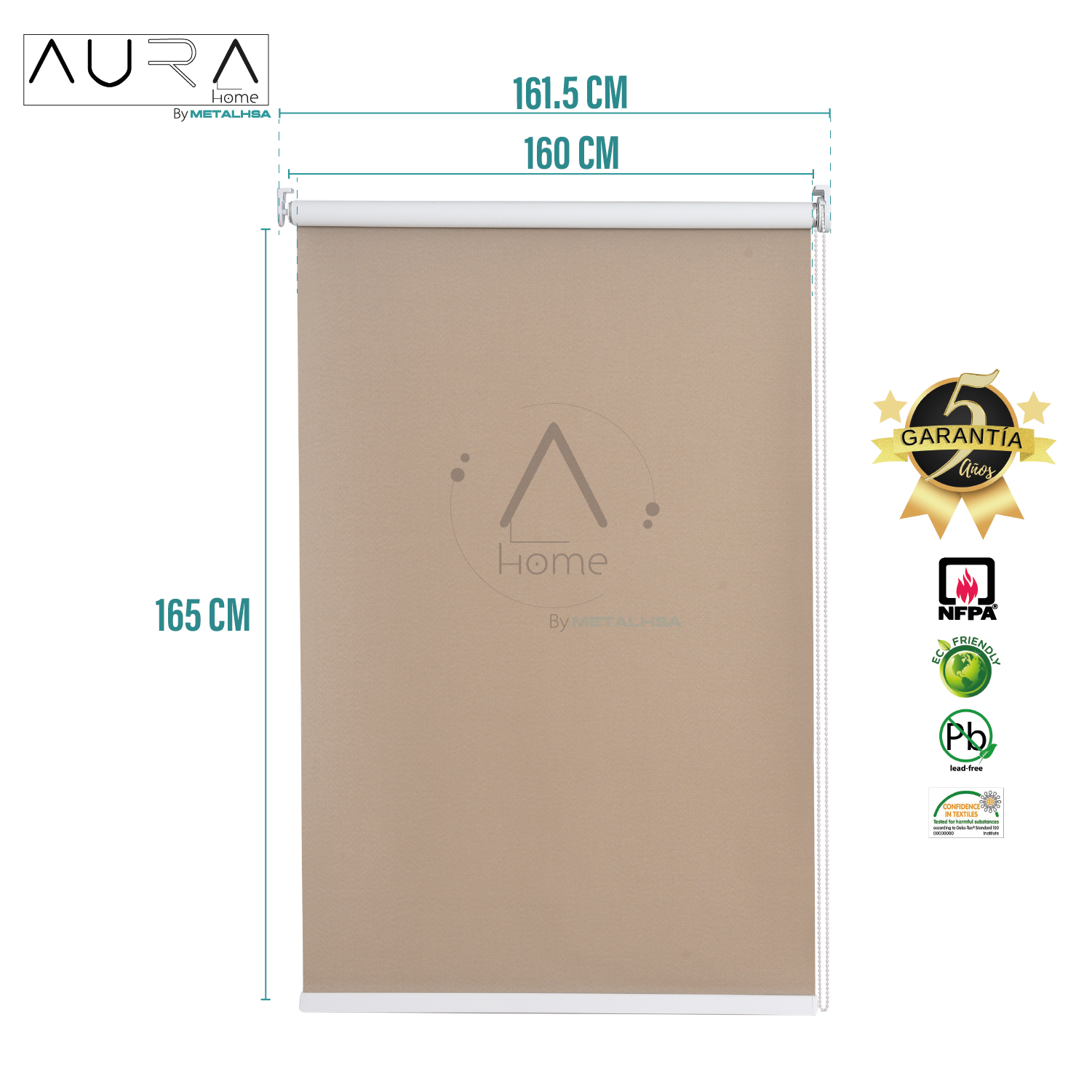 Cortina Roller 100% Blackout Capuccino 160X165 Cm Aura-8