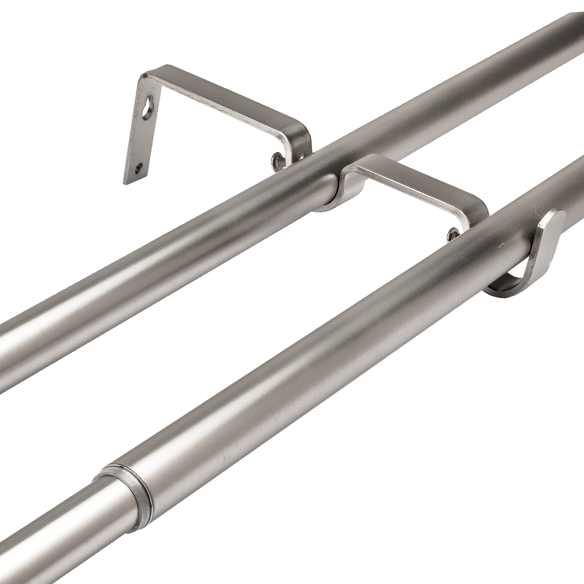 Set Barras para Cortina Doble 16/19 Mm Extensible 120-210 Cm A Muro Satín Bola-2