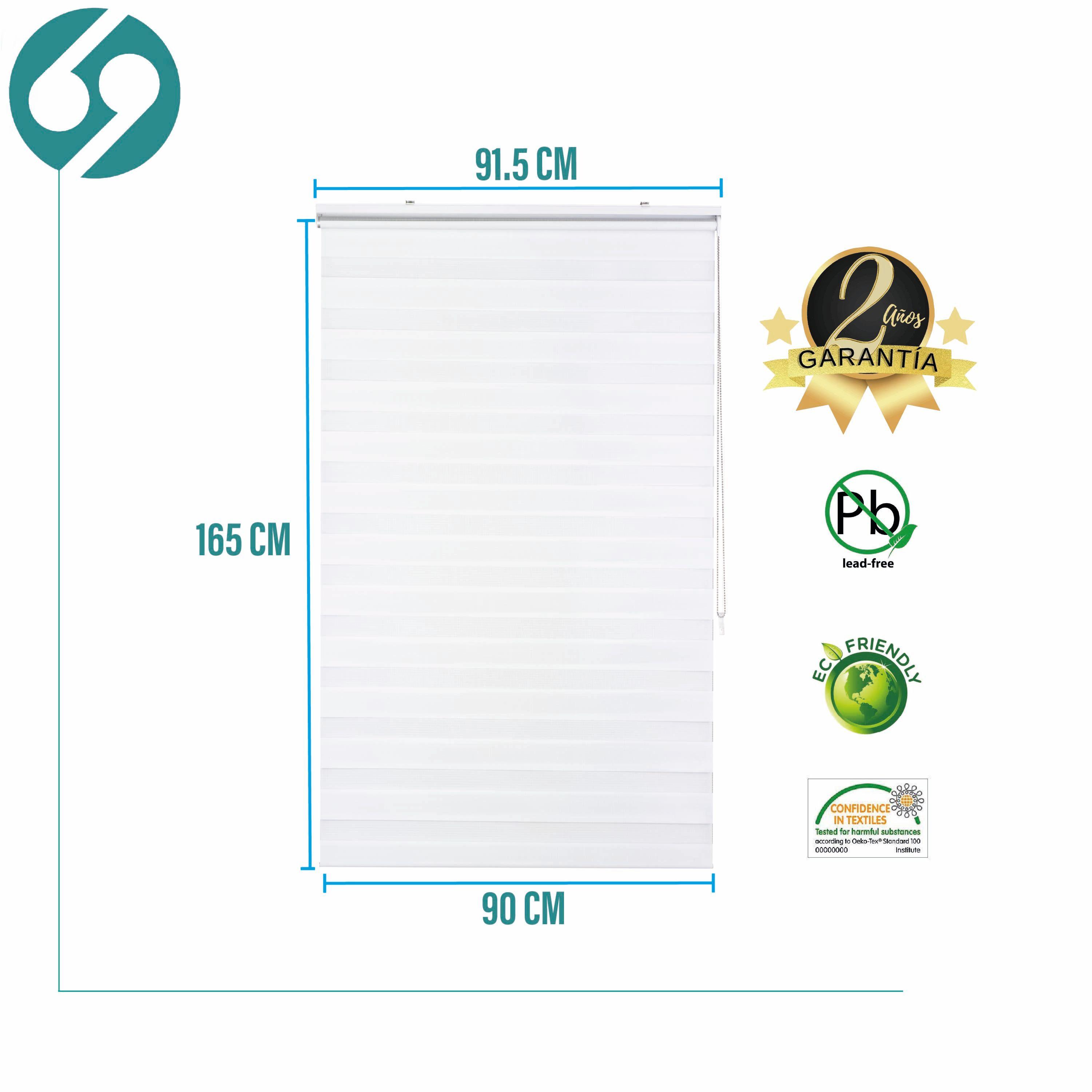 Cortina Roller Duo Zebra Día Y Noche Blanco 90 X 165 Cm Sunfree-1