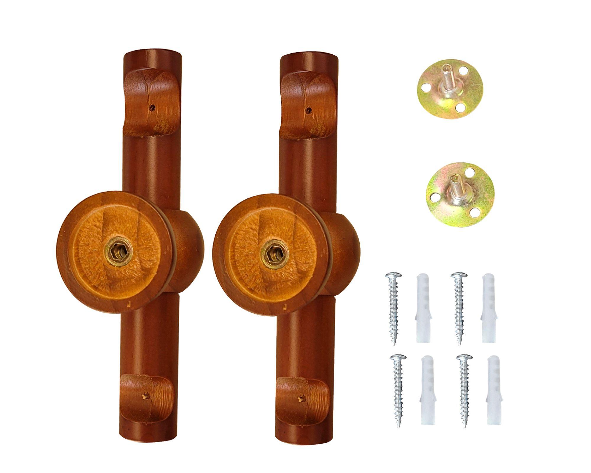 Pack 2 Unidades Soporte Techo Doble De Madera 19/28 Mm Color Chocolate-2