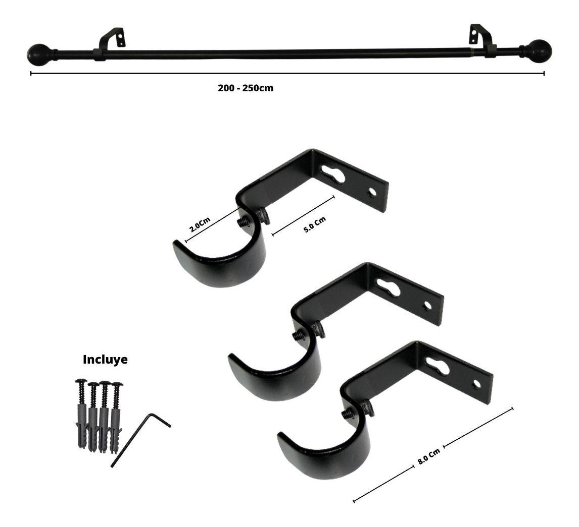 Set Simple Extensible 200-250 Cm Color Negro Terminal Bola-4