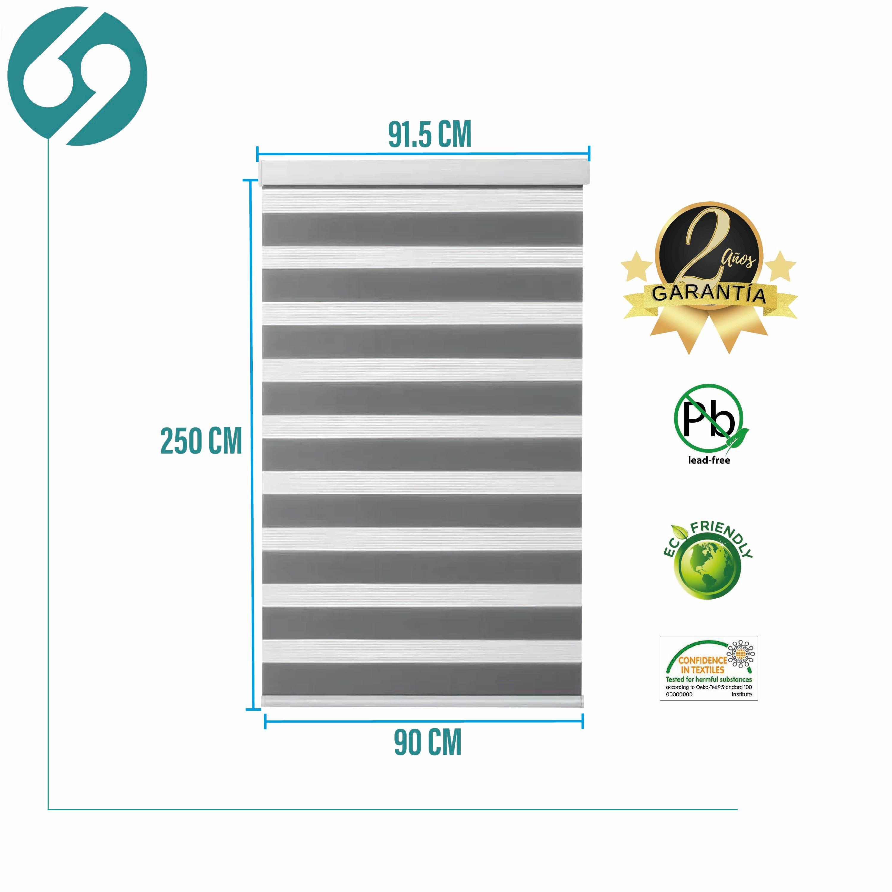 Cortina Roller Duo Zebra Día Y Noche Gris 90 X 250 Cm Sunfree-1