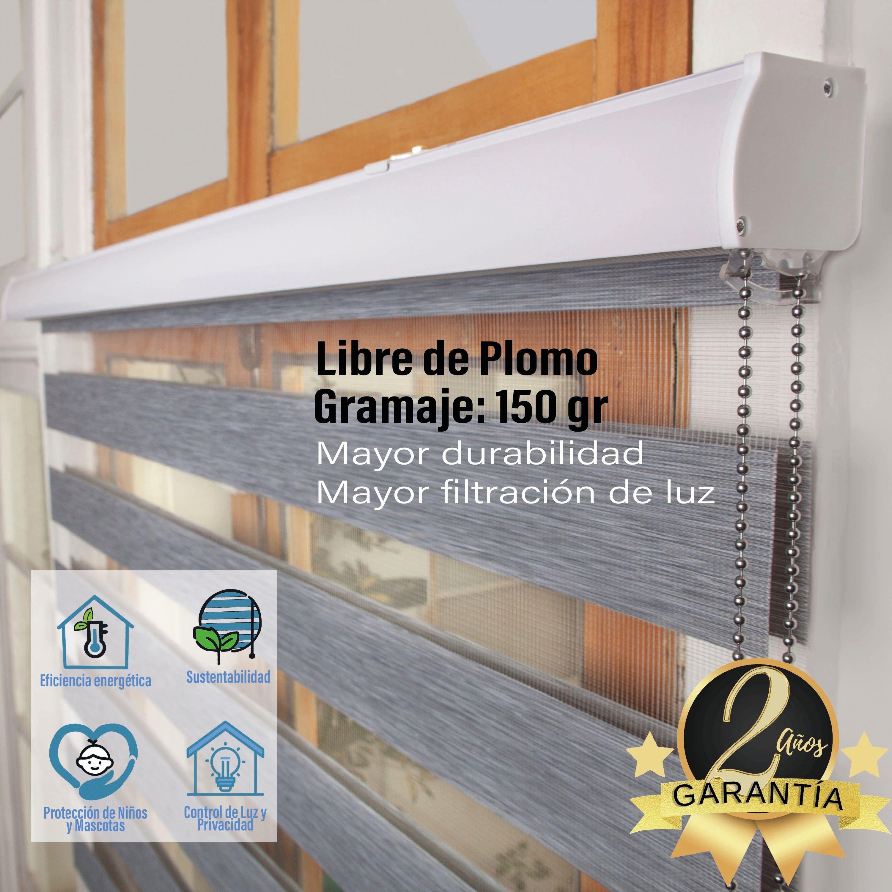 Cortina Roller Duo Zebra Día Y Noche Gris 90 X 250 Cm Sunfree-5