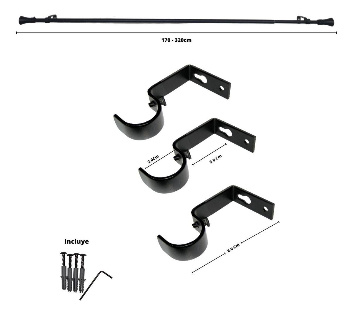 Set Simple Extensible 170-320 Cm Color Negro Terminal Cónico-3