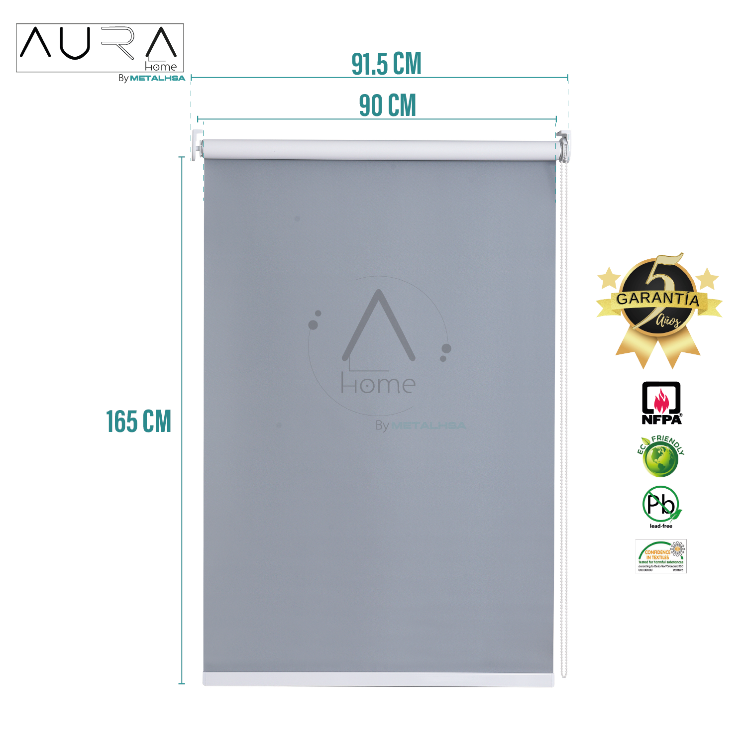 Cortina Roller Blackout Gris 090X165 Cm Aura-8