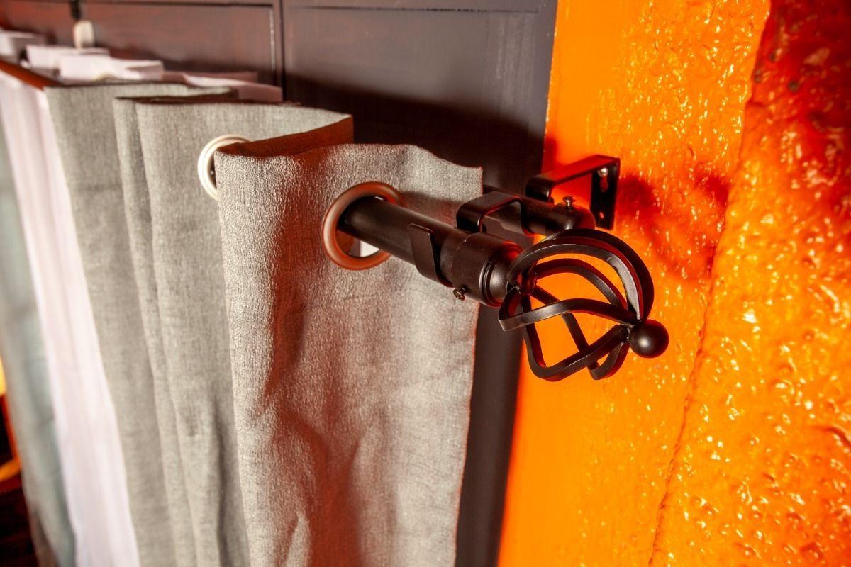 Set Barras para Cortina Doble 19/28 Mm Metal Color Negro x 2.00 Mt Terminal Bola Alambre-3