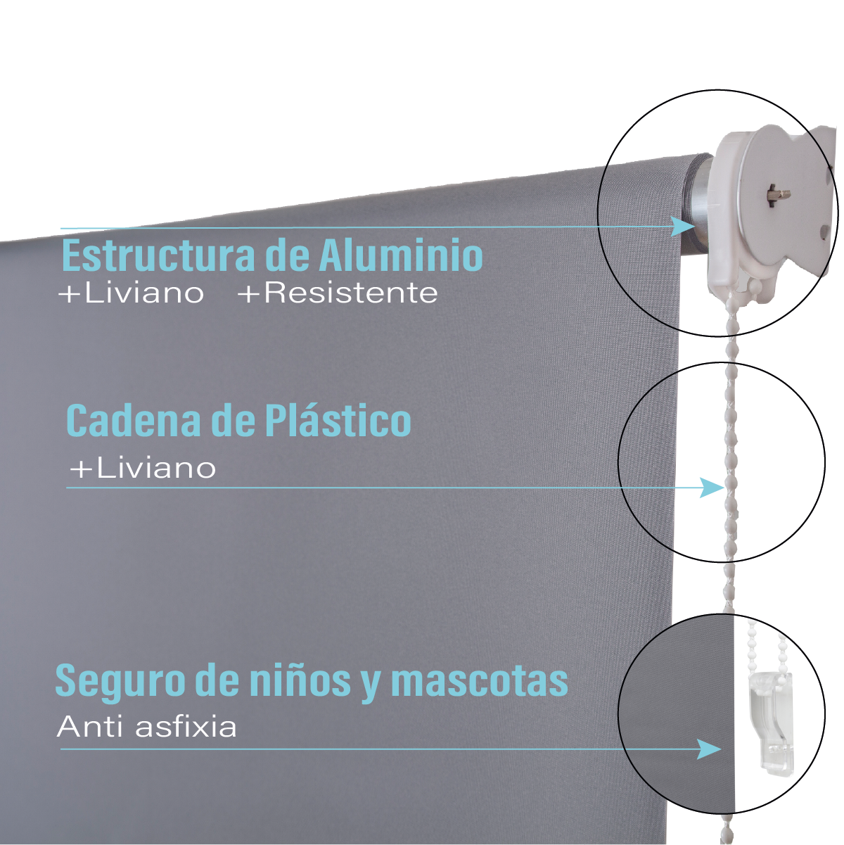 Cortina Roller Blackout Gris 90 X 250 Cm Sunfree-3