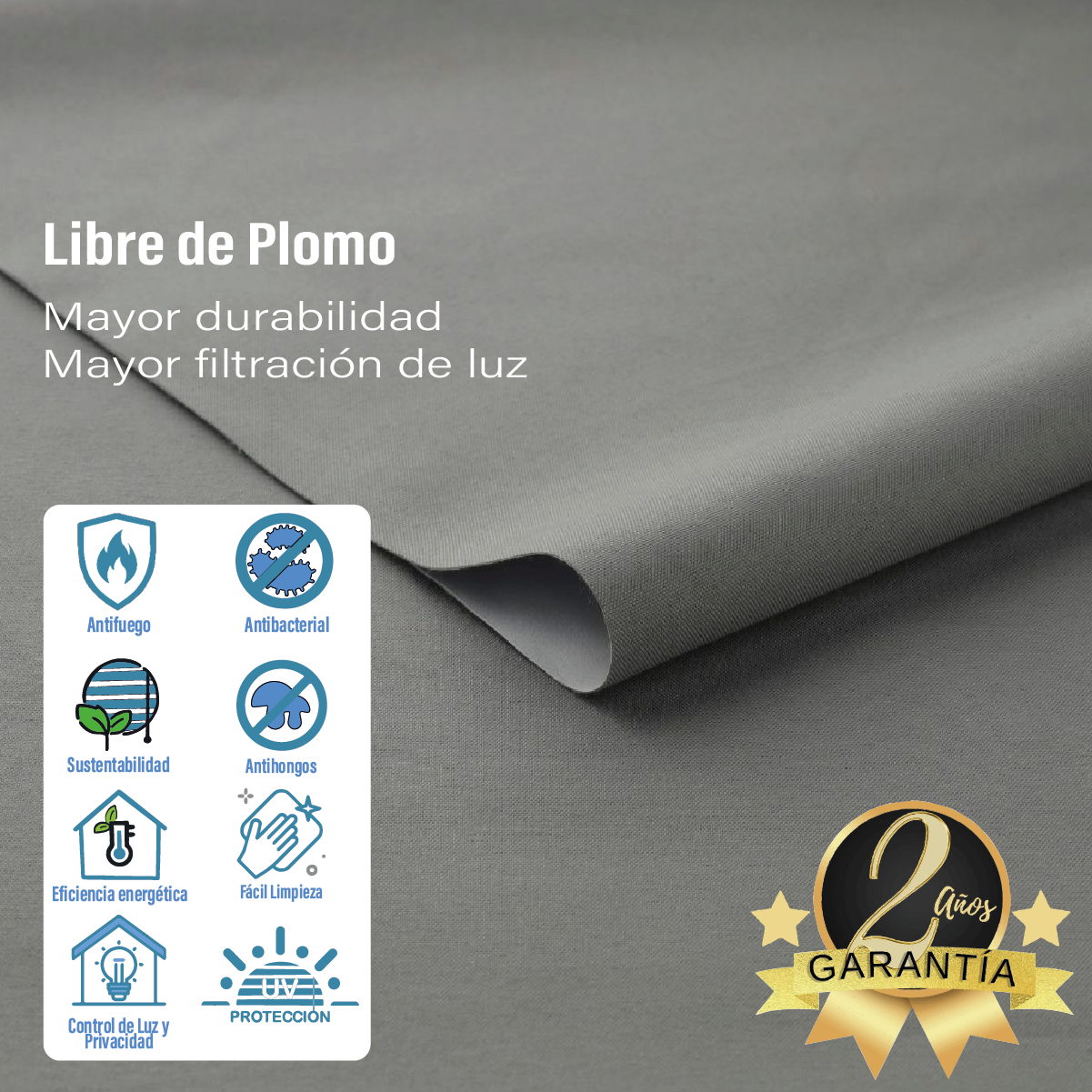 Cortina Roller Blackout Gris 90 X 250 Cm Sunfree-4