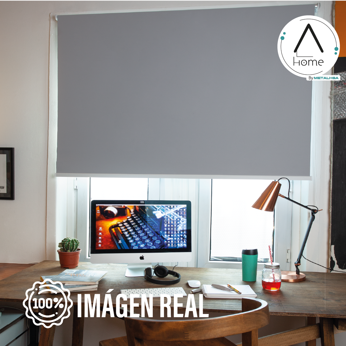 Cortina Roller Blackout Gris 90 X 250 Cm Sunfree-5