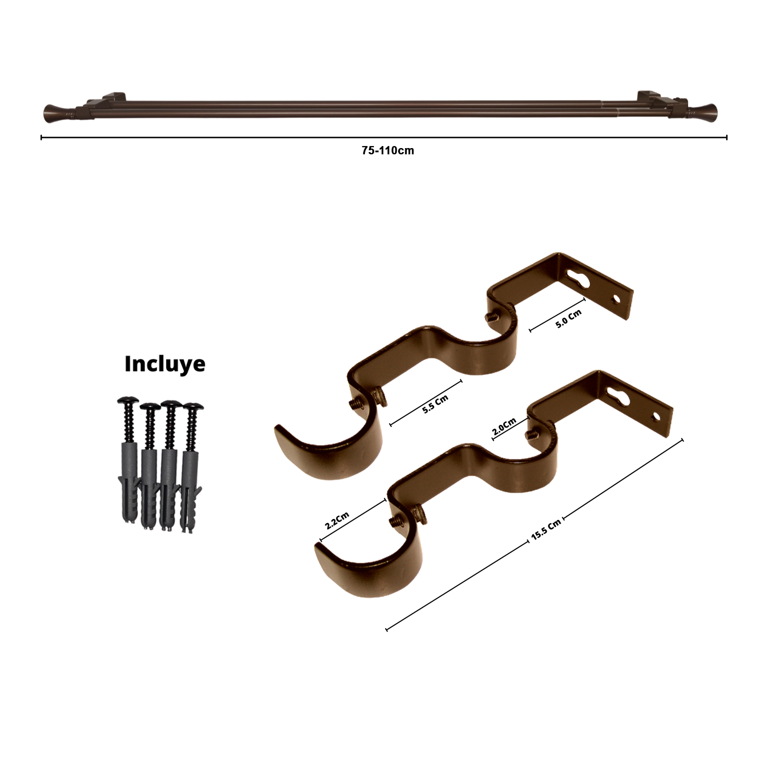 Set Extensible Muro 75-110 Cm Terminal Cónico Color Café-1