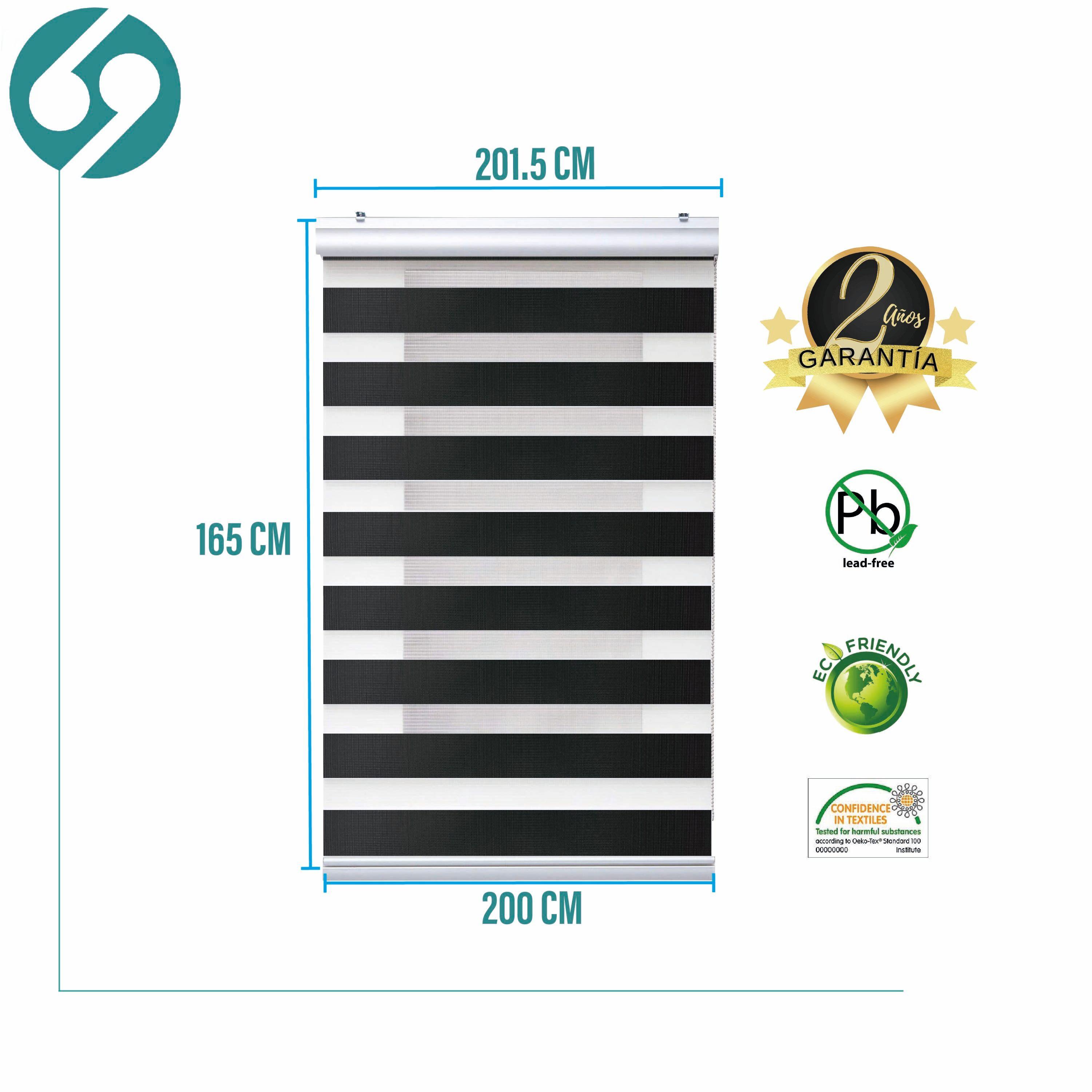 Cortina Roller Duo Zebra Día Y Noche Negro 200 X 165 Cm Sunfree-1
