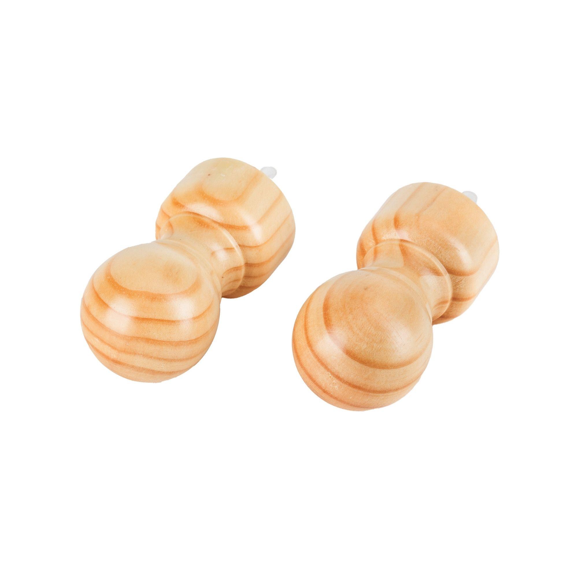 Pack 2 Unidades Terminal Bola De Madera Natural 35 Mm-0