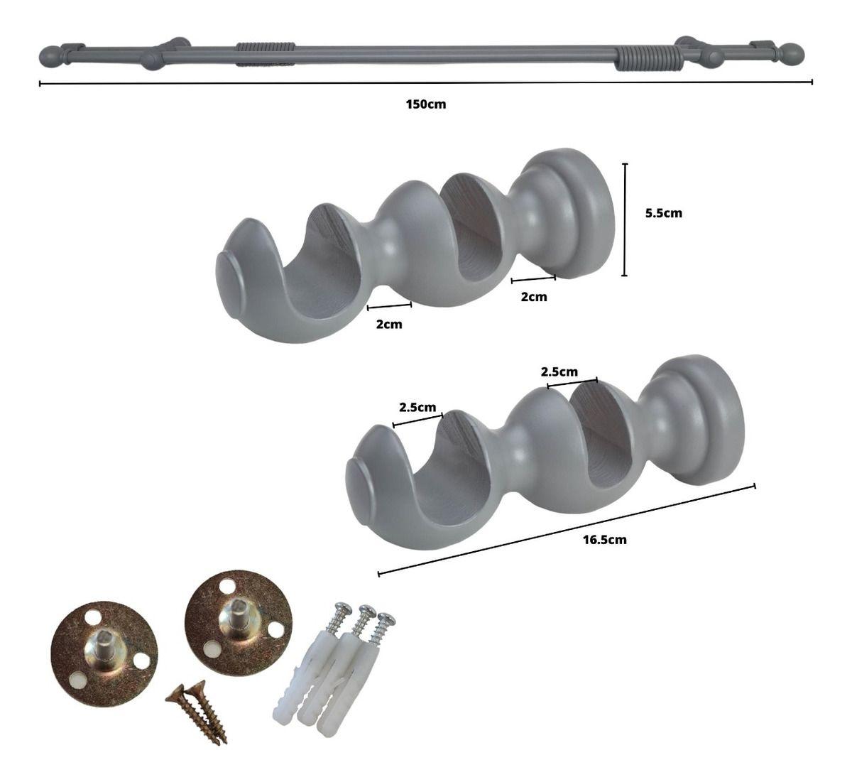 Set Doble De Madera Color Gris Terminal Bola X 1.50 Mt-1