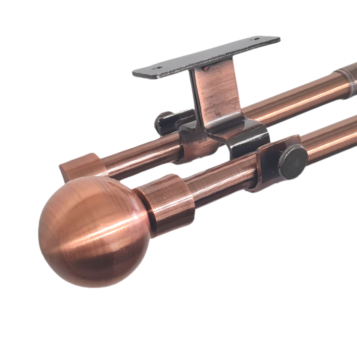 Set Barras para Cortina Doble 16/19 Mm Extensible 75-110 Cm A Techo Cobre Bola-2