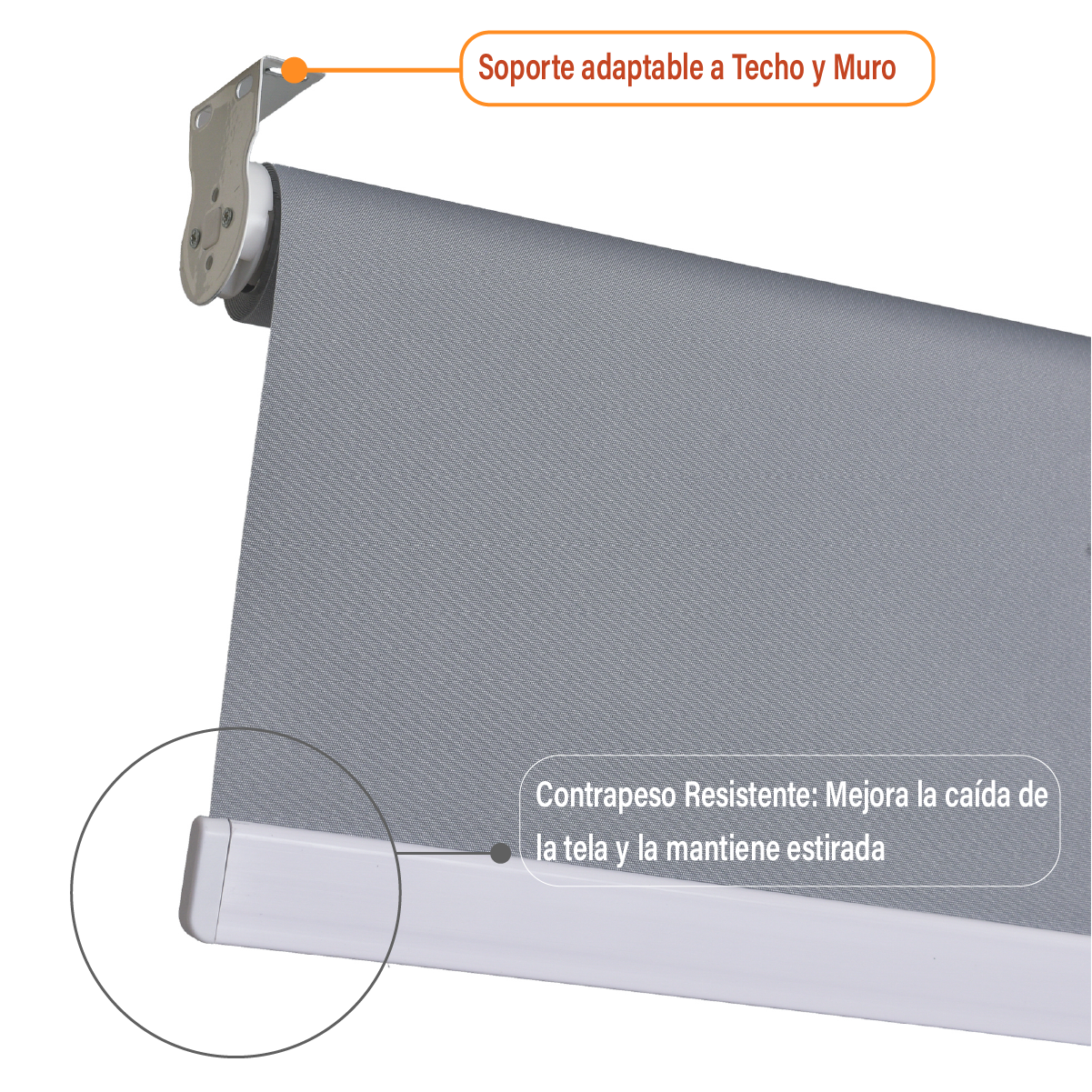 Cortina Roller Blackout 200 X 250 Cm Color Gris Marca Sunfree-6