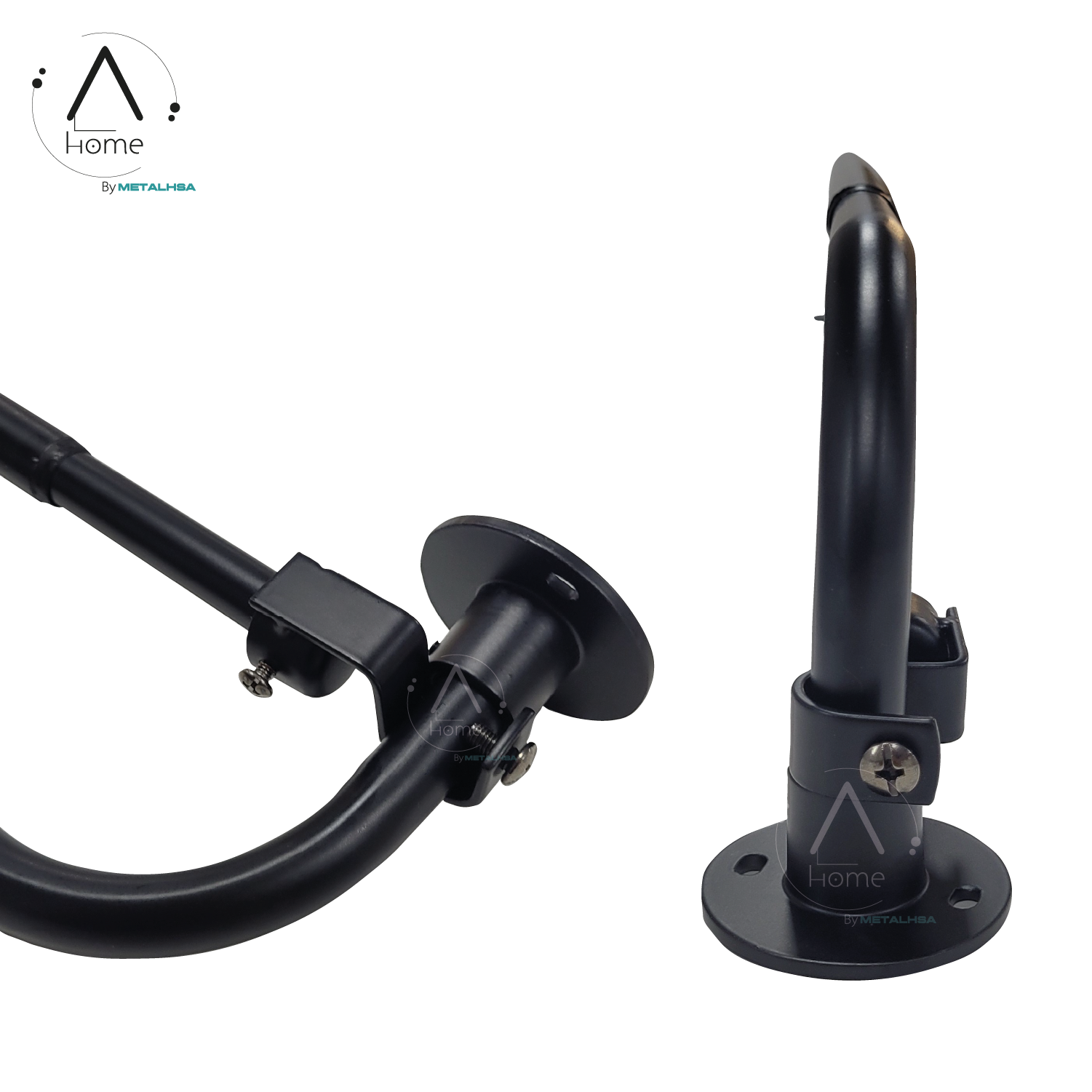 Set Barras para Cortina Doble 16/19 Mm Extensible Curvo 120 a 210 Cm Color Negro-6