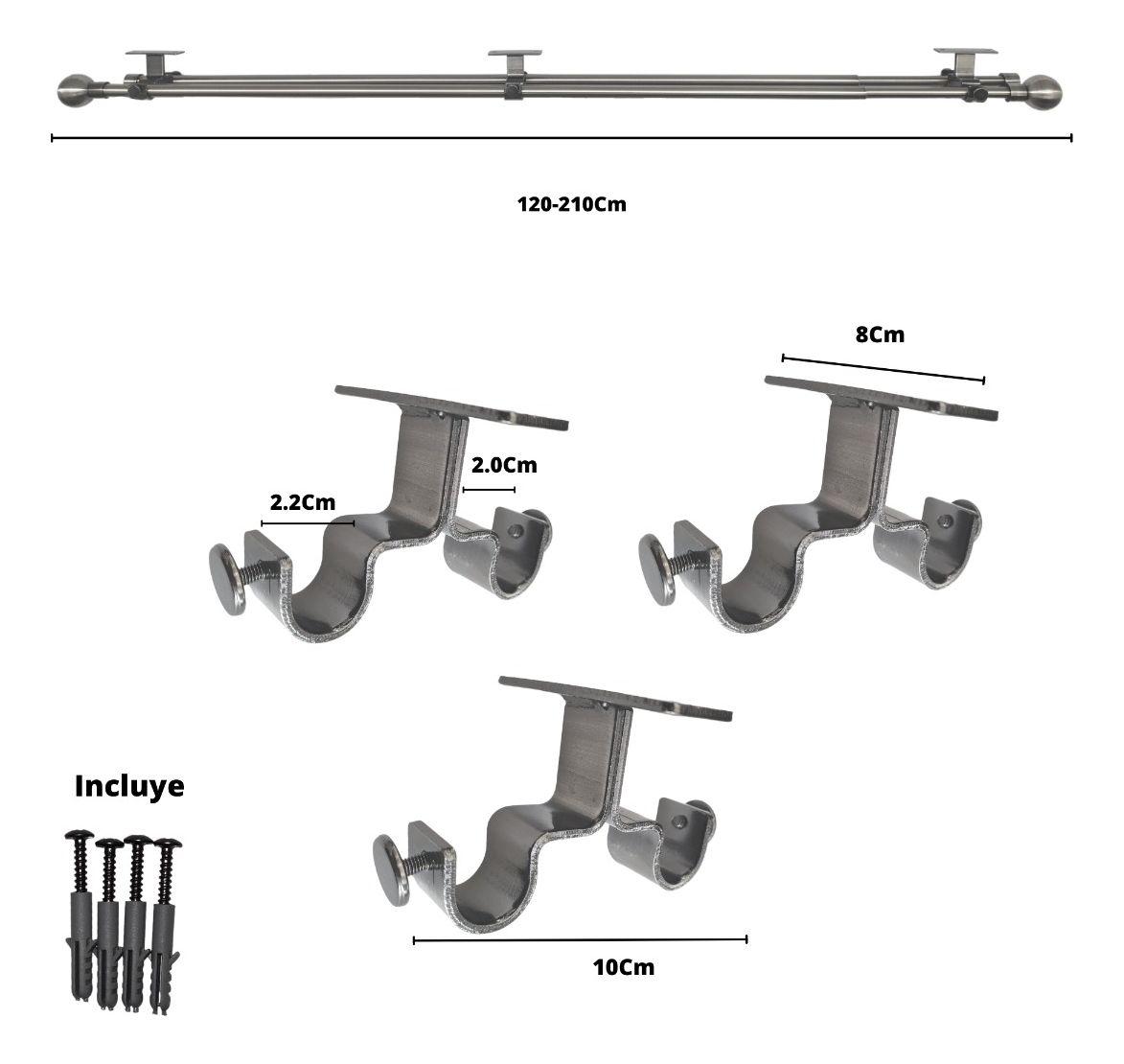 Set Extensible Techo 120-210 Cm Color Satín Terminal Bola-1