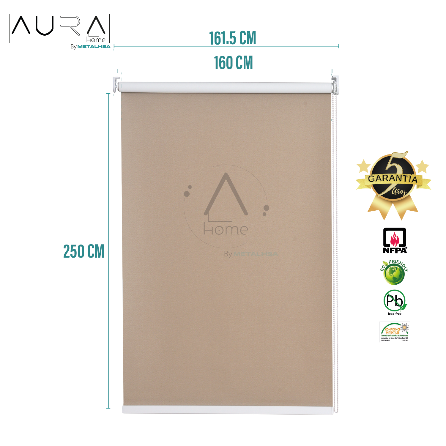 Cortina Roller Blackout Aura Capuccino 160X250 Cm-8