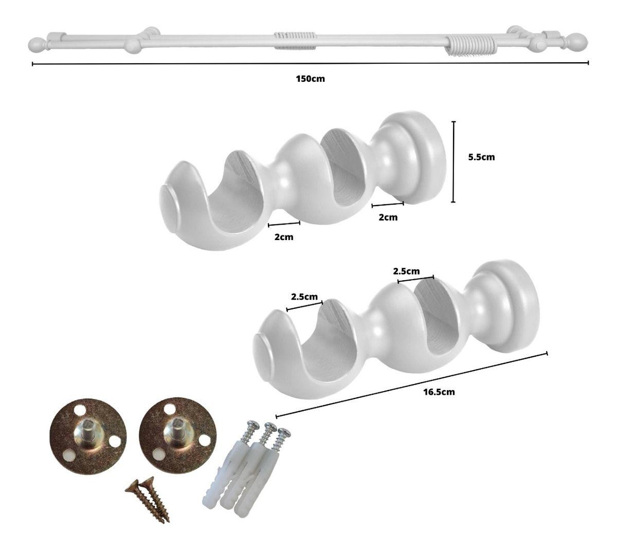 Set Doble De Madera Color Blanco Terminal Bola X 1.50 Mt-1