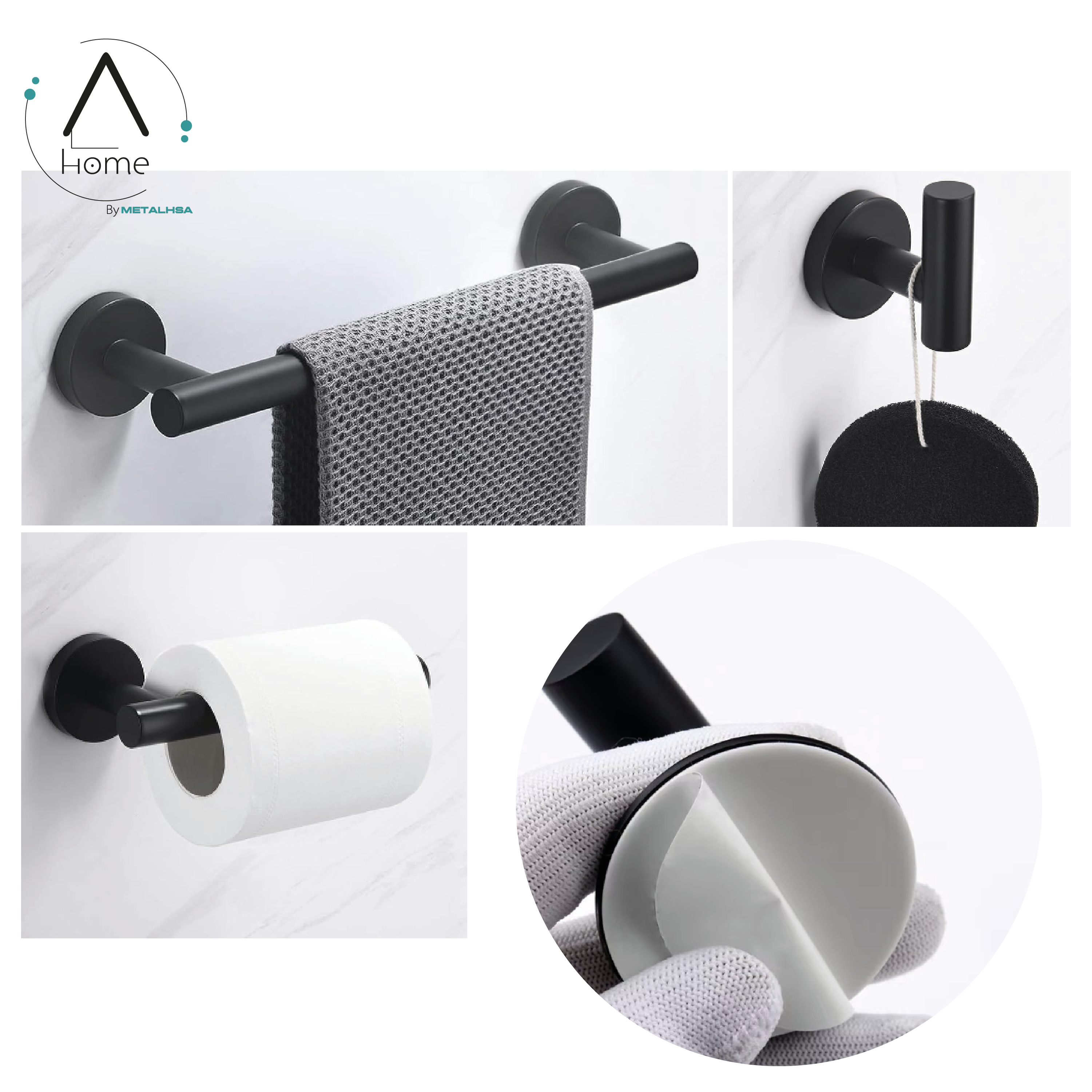 Set de Baño Inoxidable Negro 5 Piezas-4