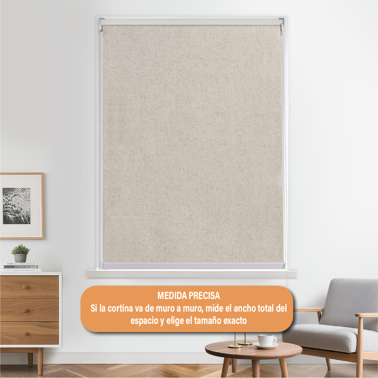 Cortina Roller Blackout 120 X 165 Cm Color Textura Lino Marca Sunfree-8