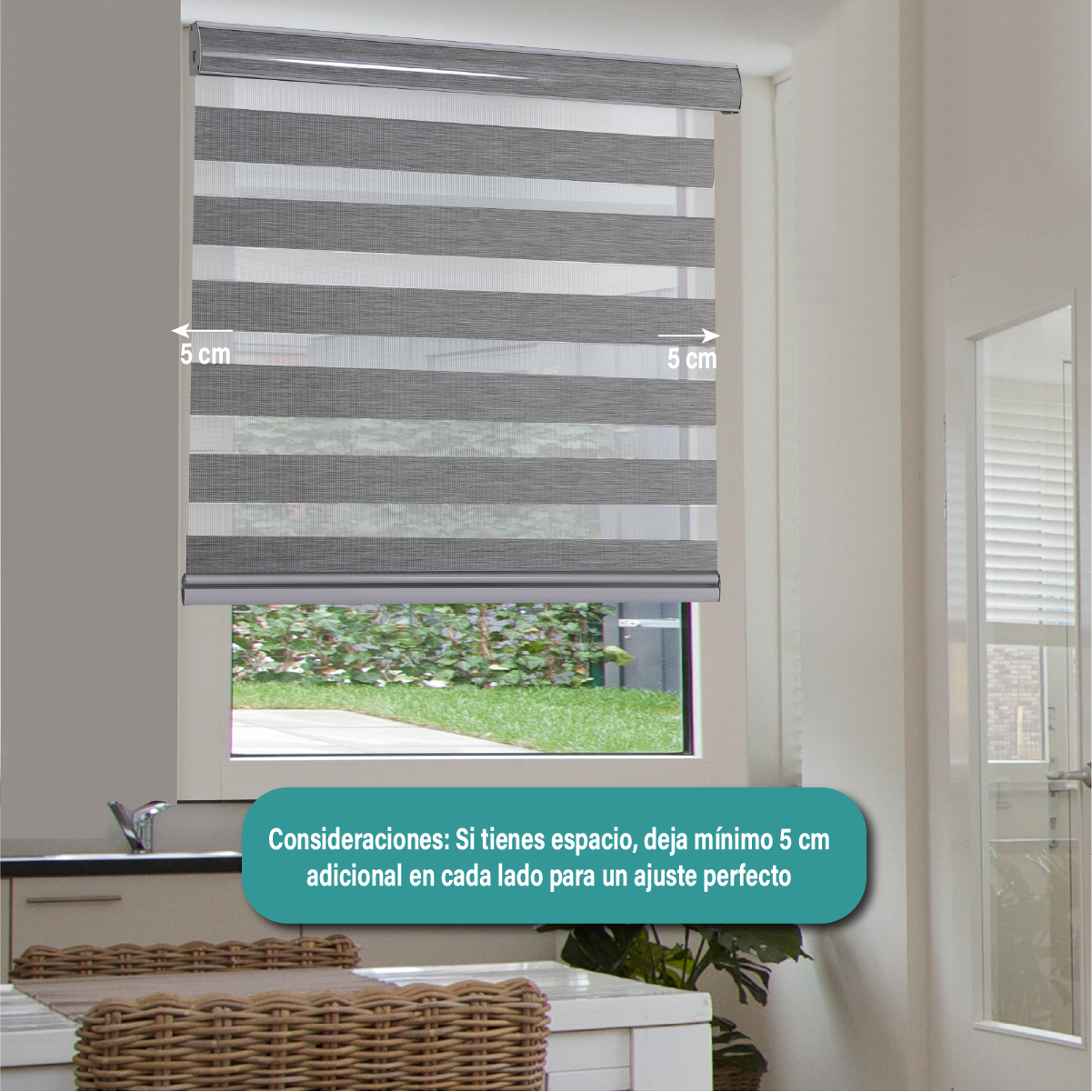 Cortina Roller Duo Zebra Día Y Noche 160 X 250 Cm Gris Aura-8