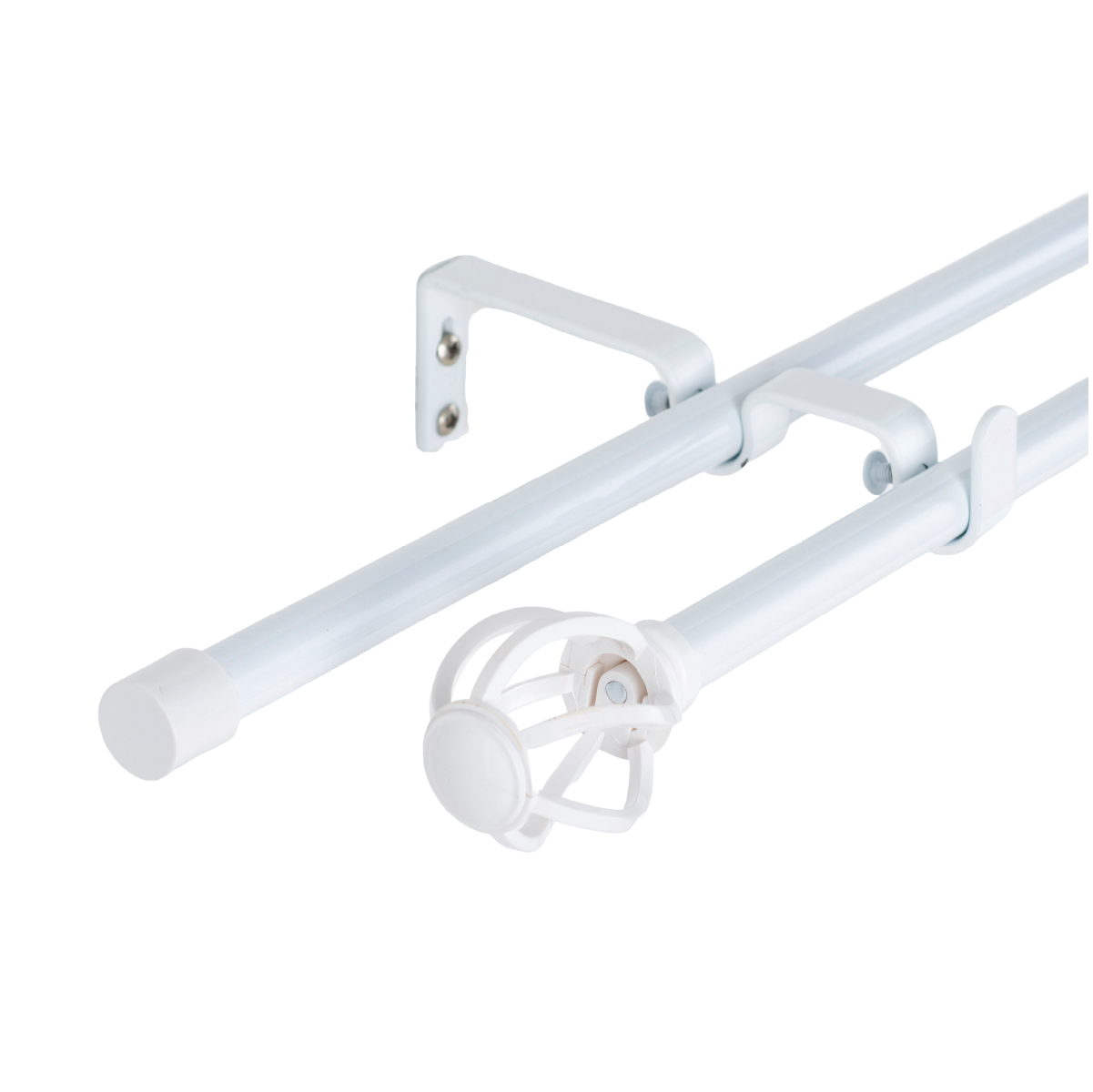Set Barras para Cortina Doble 13/16 Mm Extensible 70-120 Cm Blanco Nido-0