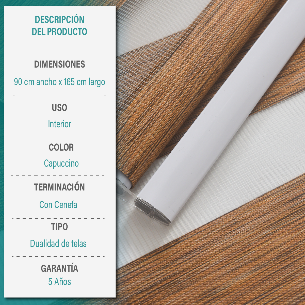 Cortina Roller Duo Zebra Día Y Noche 090 X 165 Cm Color Capuccino Marca Aura-8