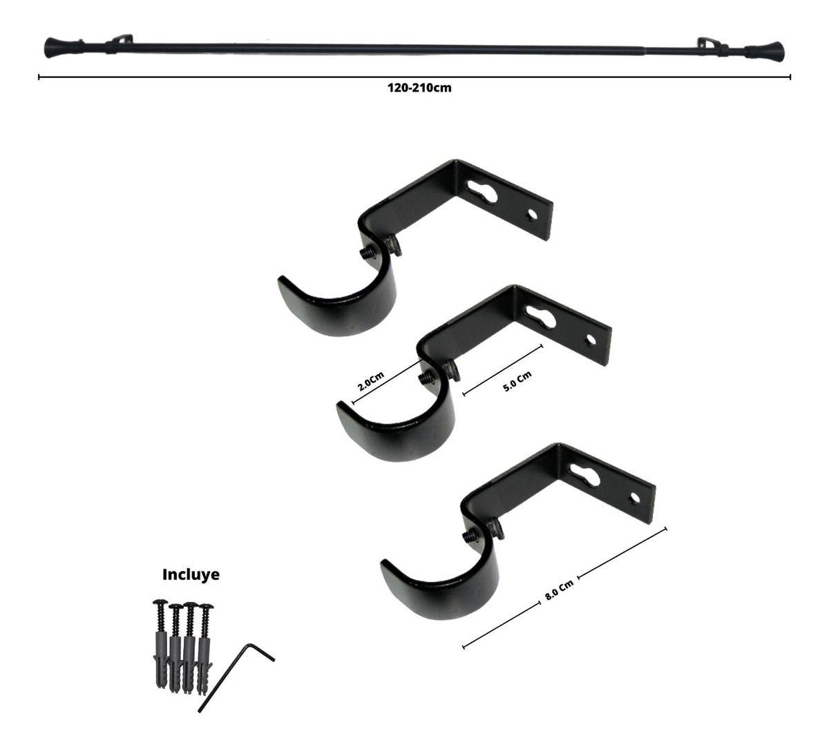 Set Simple Extensible 120-210 Cm Color Negro Terminal Cónico-3