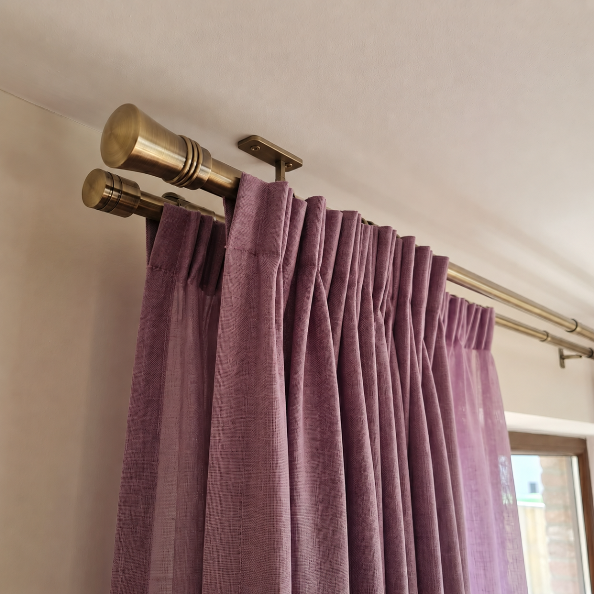 Set Barras para Cortina Doble 16/19 Mm Extensible 75-110 Cm A Techo Bronce Cónico-1