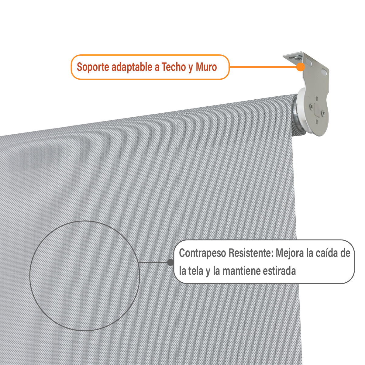 Cortina Roller Sunscreen 100 X 250 Cm Color Gris Sunfree-2