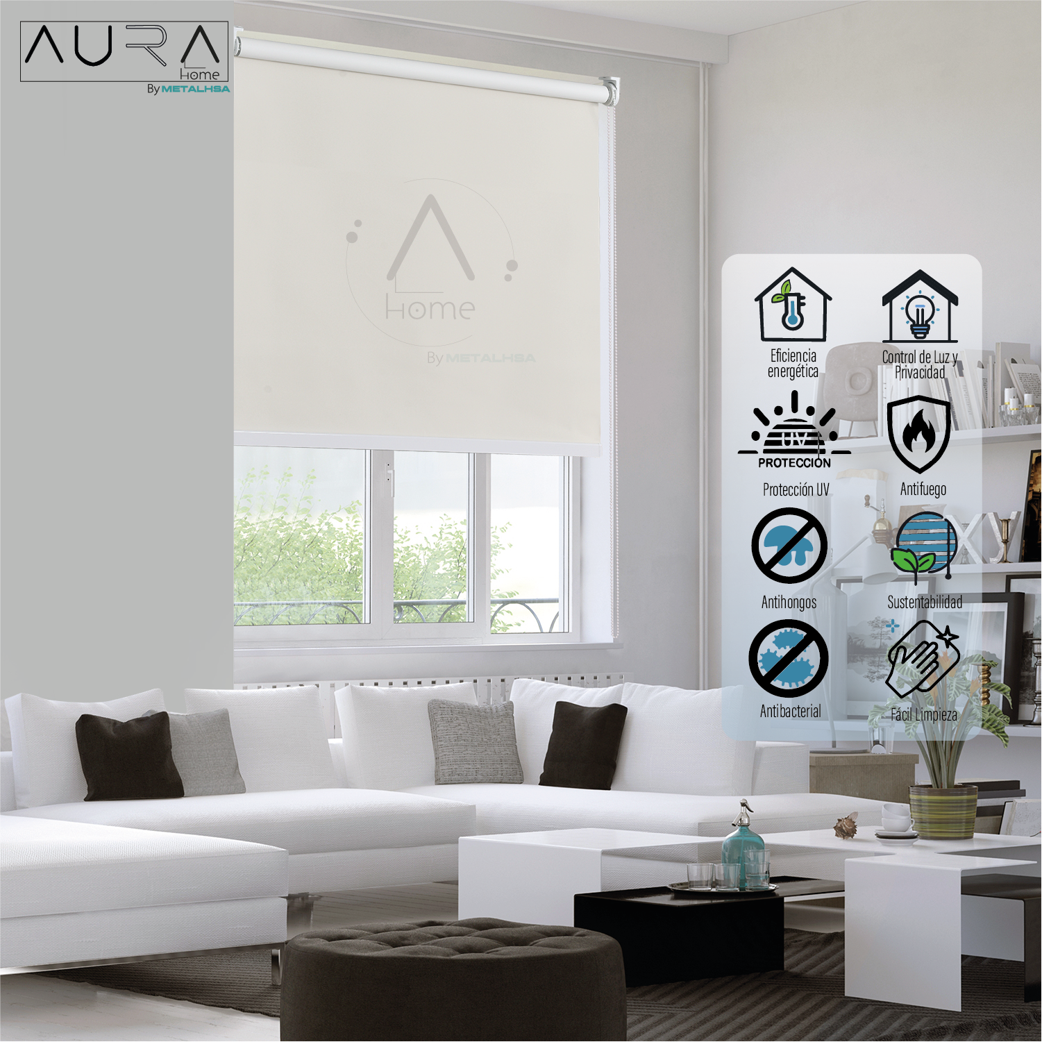 Cortina Roller Blackout Beige 150X250 Cm Aura-5