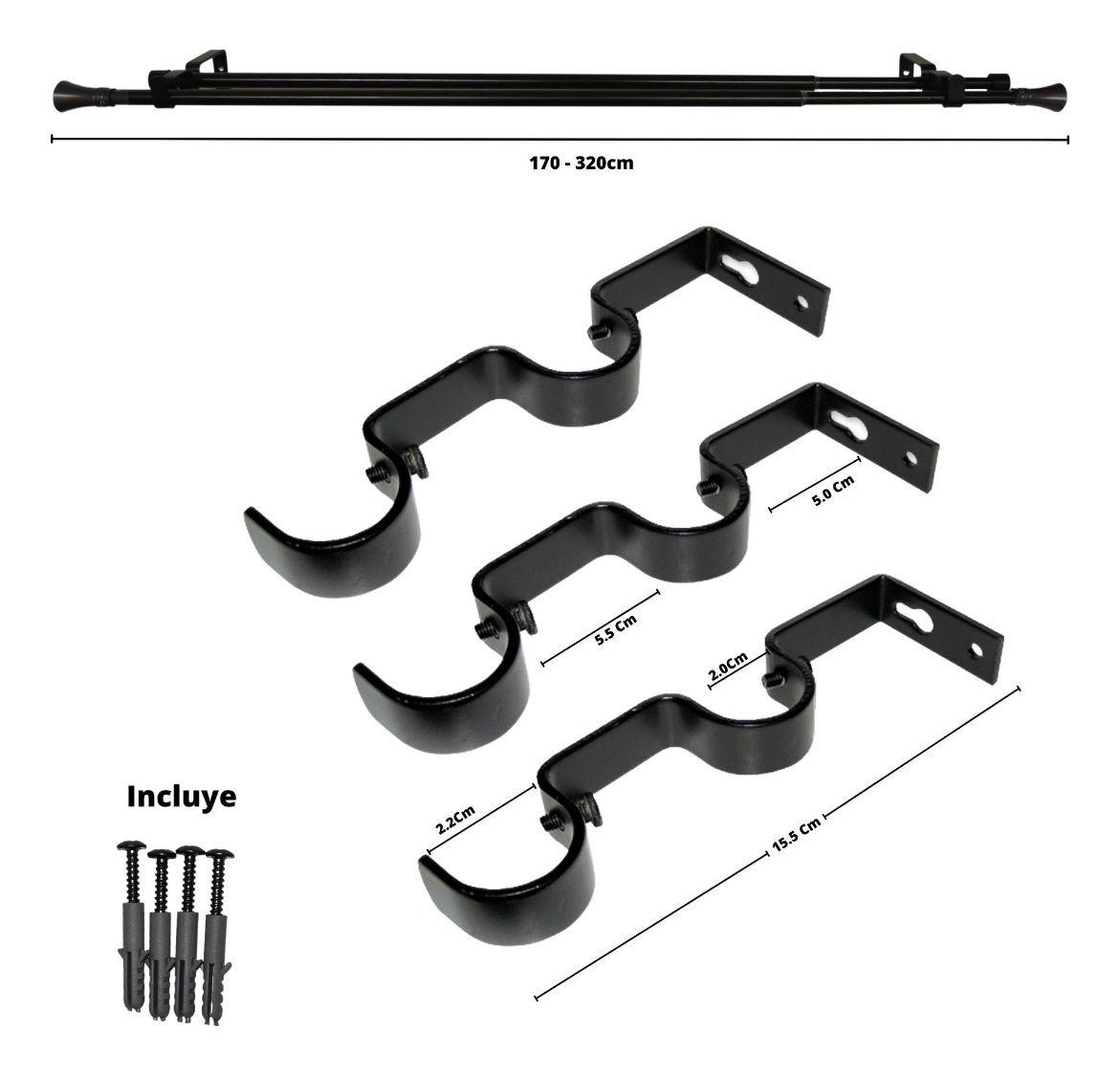 Set Extensible De 170-320 Cm Color Negro Y Terminal Cónico-6
