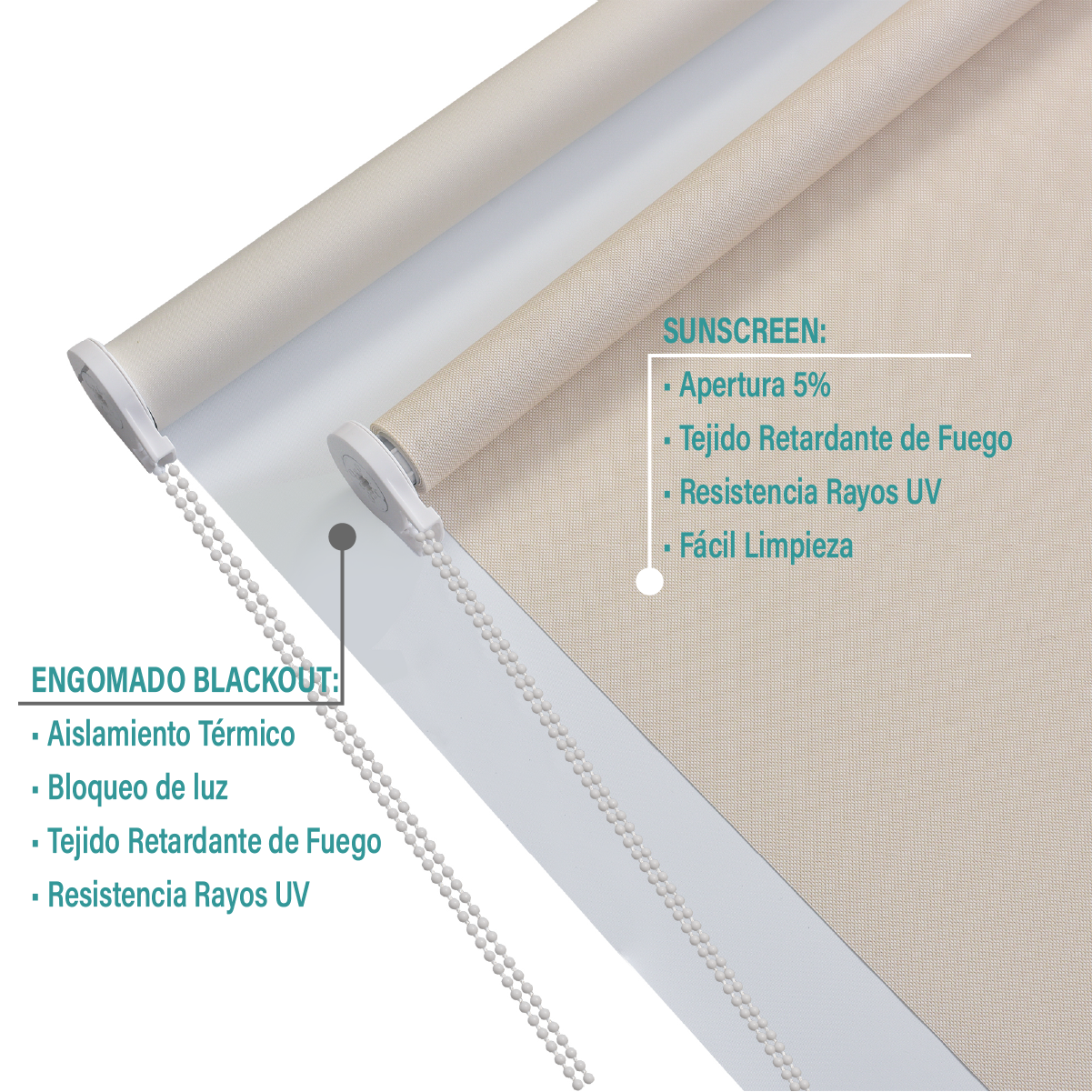 Cortina Roller Doble Blackout y Sunscreen 150X250 Cm Color Beige Marca Aura-3