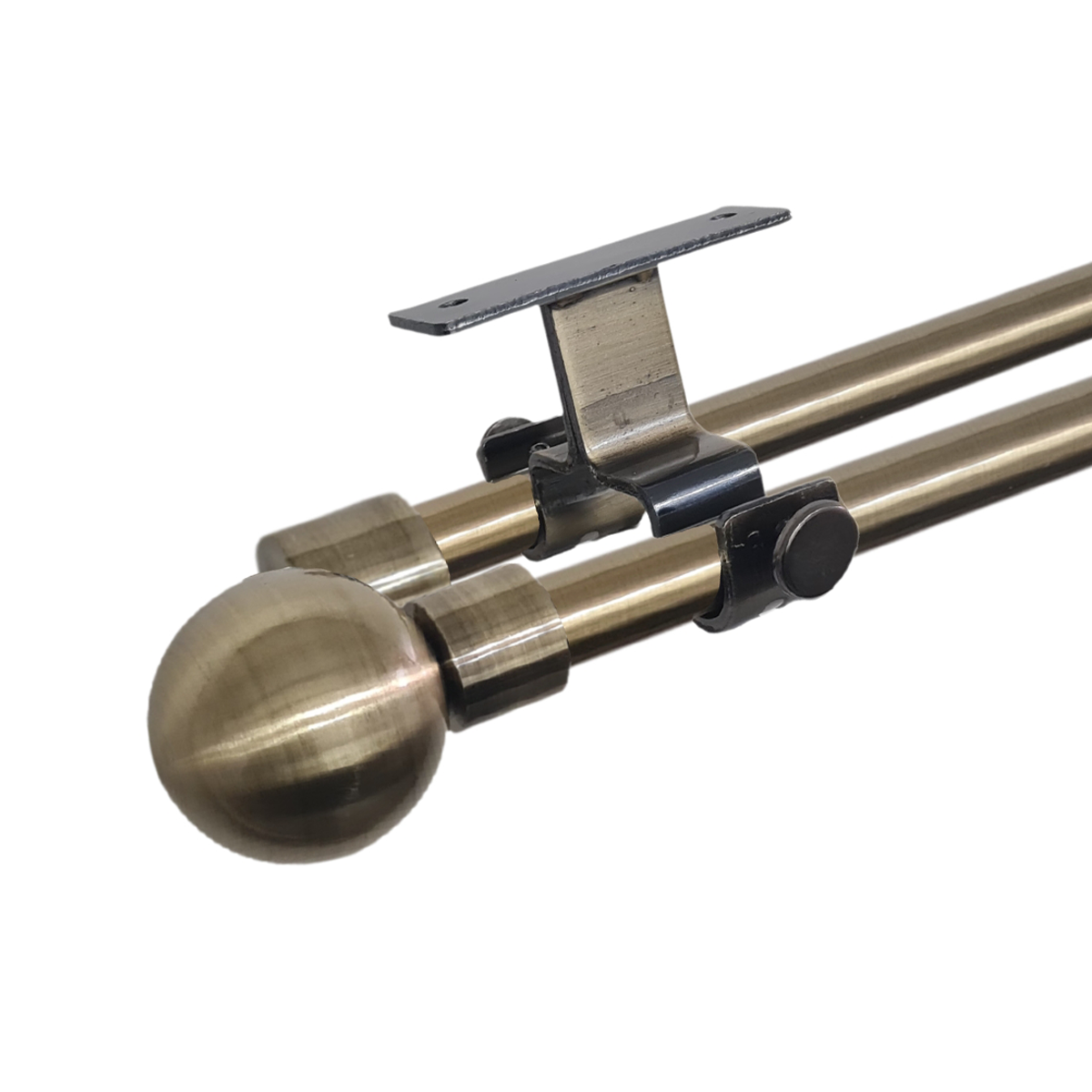 Set Barras para Cortina Doble 16/19 Mm Extensible 75-110 Cm A Techo Bronce Bola-2