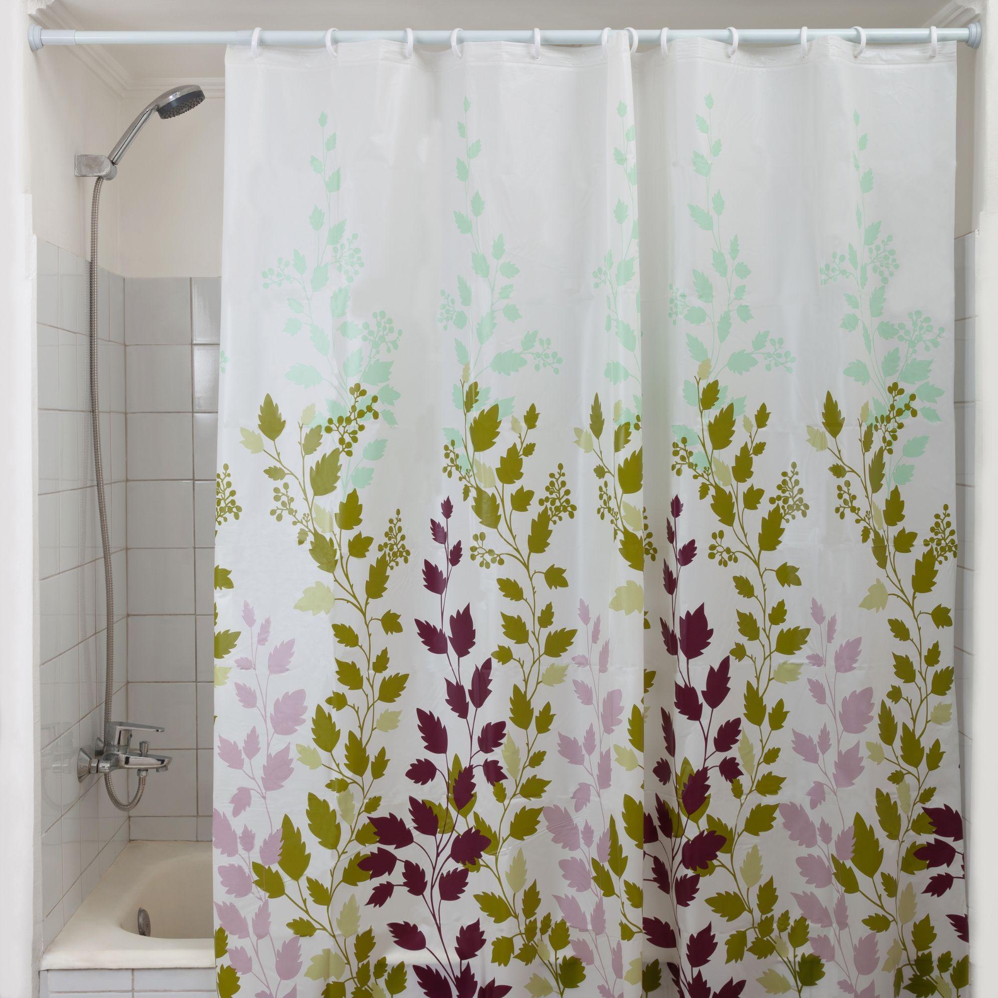 Cortina De Baño 180 x 180 Cm Poliéster Hojas Verdes-2