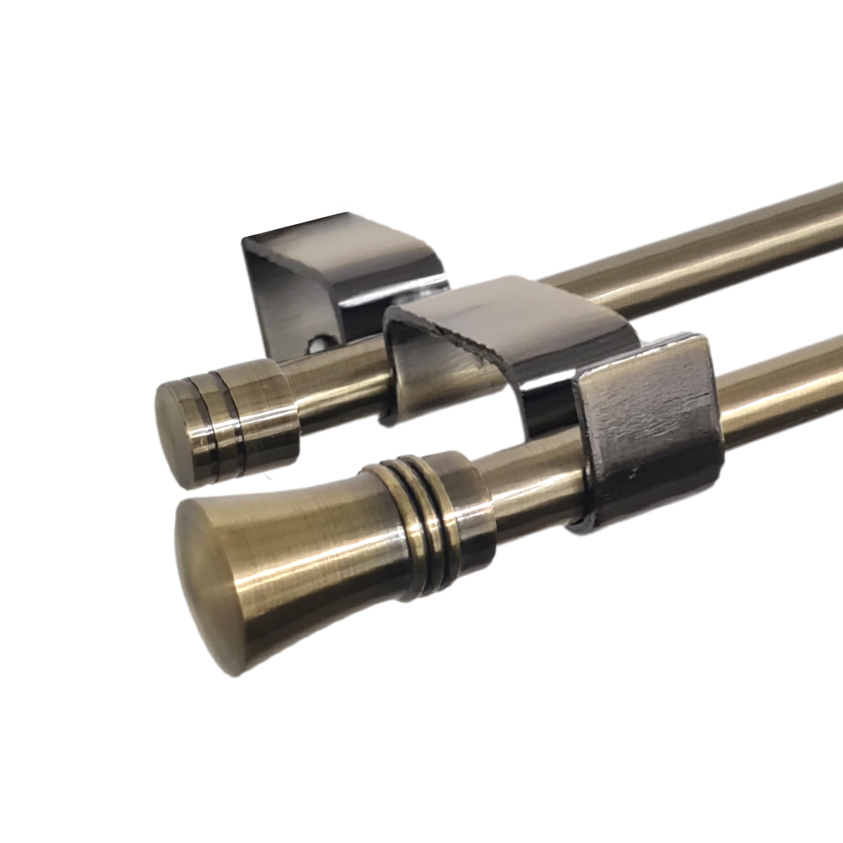 Set Barras para Cortina Doble 16/19 Mm Extensible 120-210 Cm A Muro Bronce Cónico-0