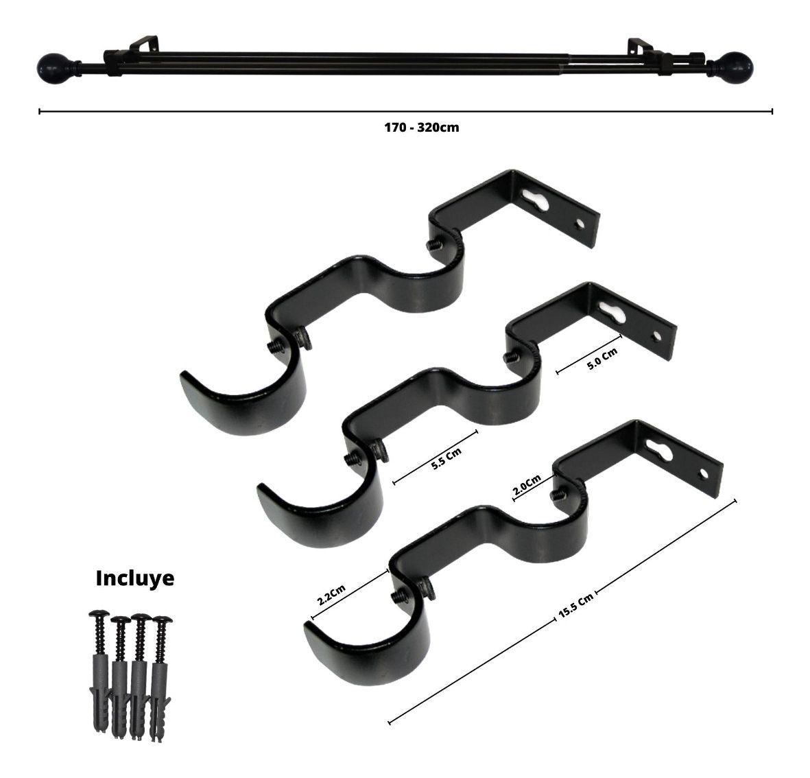 Set Extensible De 170-320 Cm Color Negro Y Terminal Bola-4
