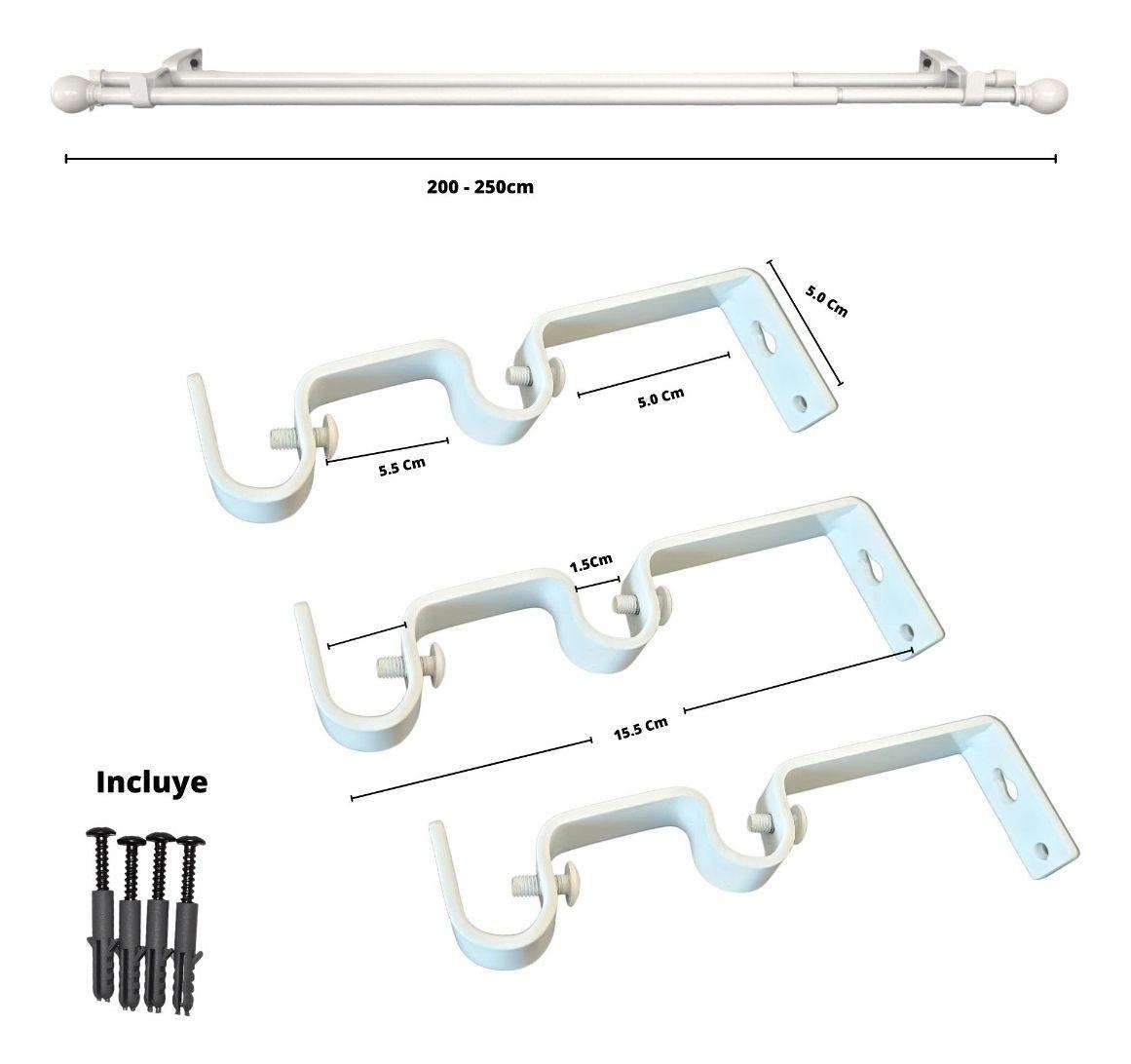 Set Doble Extensible 200-250 Cm Color Blanco Terminal Bola-4