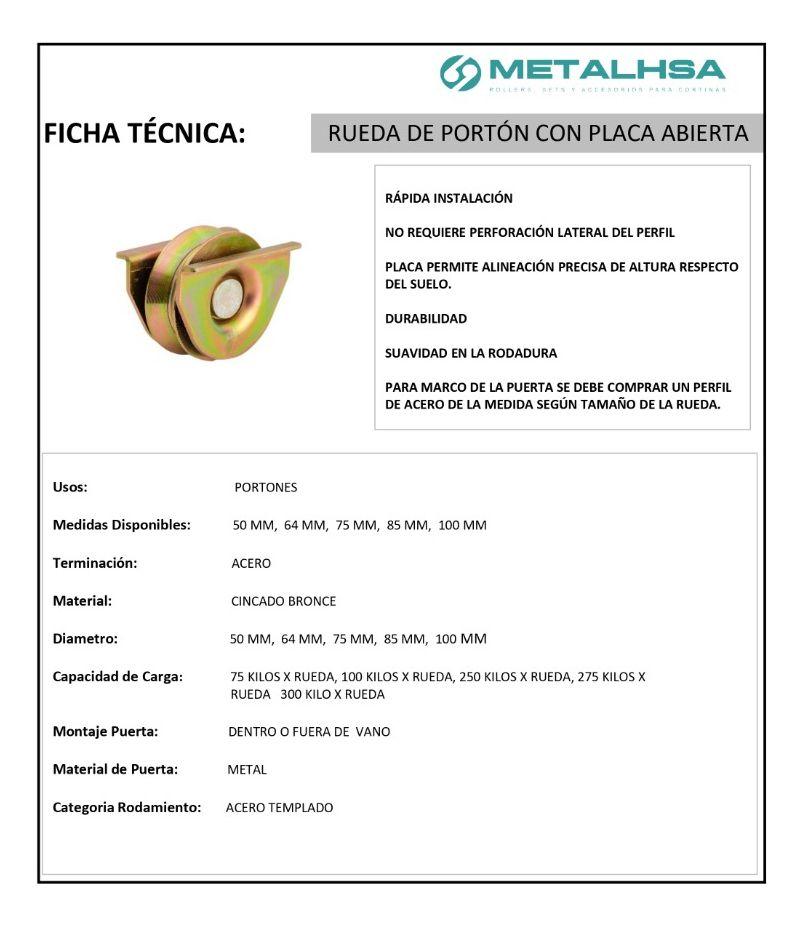 Rueda Para Portón Con Placa Abierta 64 Mm-4