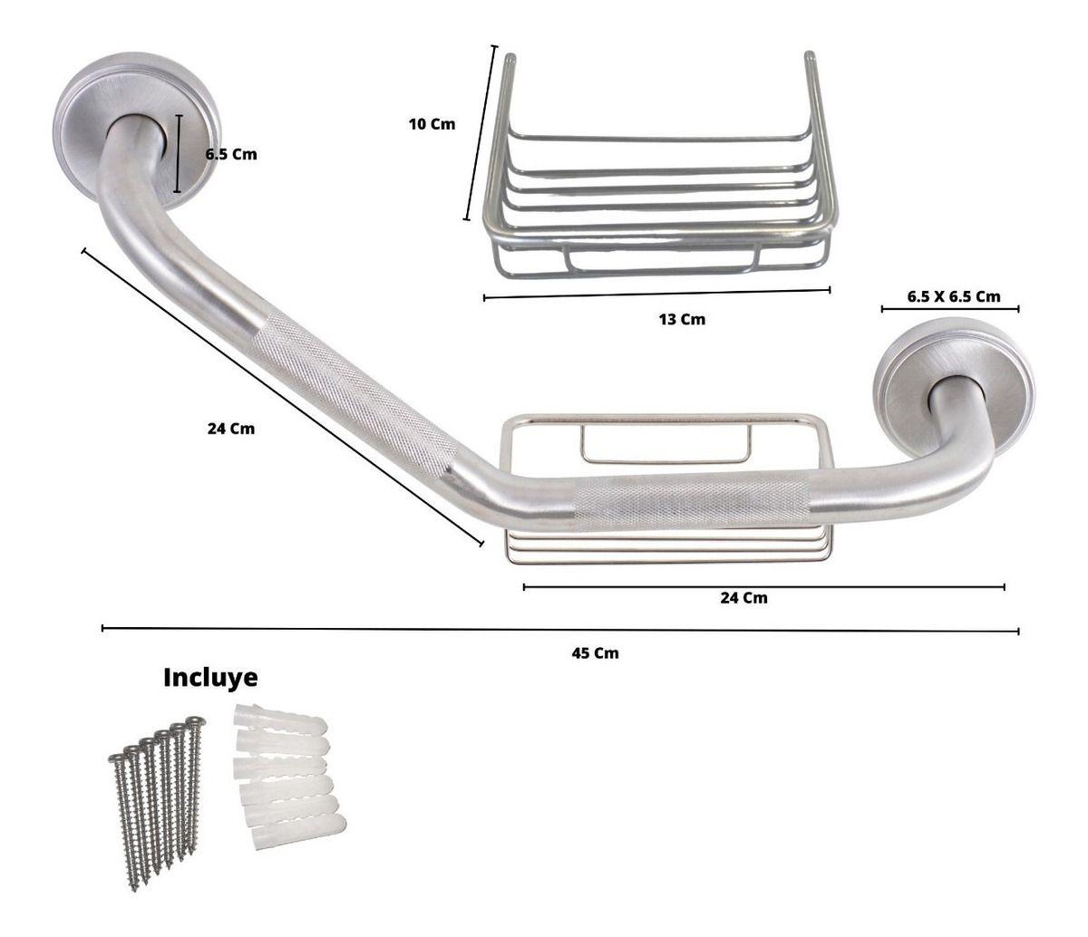 Barra De Seguridad Inoxidable Con Tapa Y Jabonera De 40 Cm-6