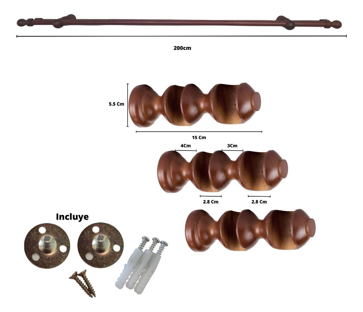 Set De Madera Caoba 2.00 Mt Terminal Bola.-4
