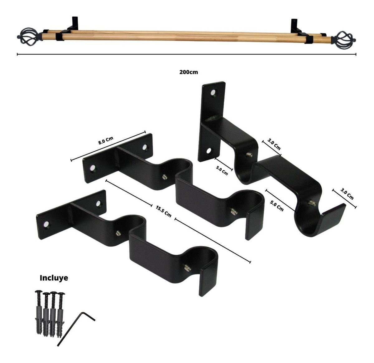 Set Madera/Metal 19/28 Mm Color Negro 2.00 Mt Bola Alambre-3